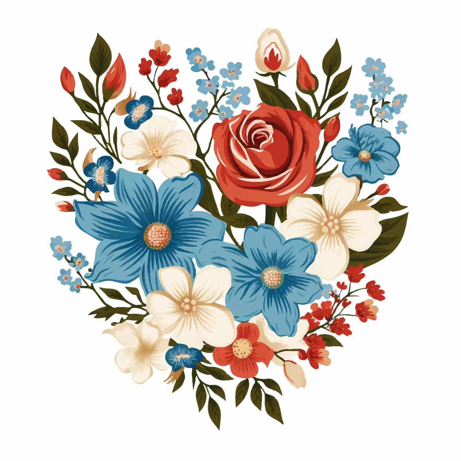 Patriotic Floral Clip Art of US Abbreviations – free floral vectors image from Dotvec
