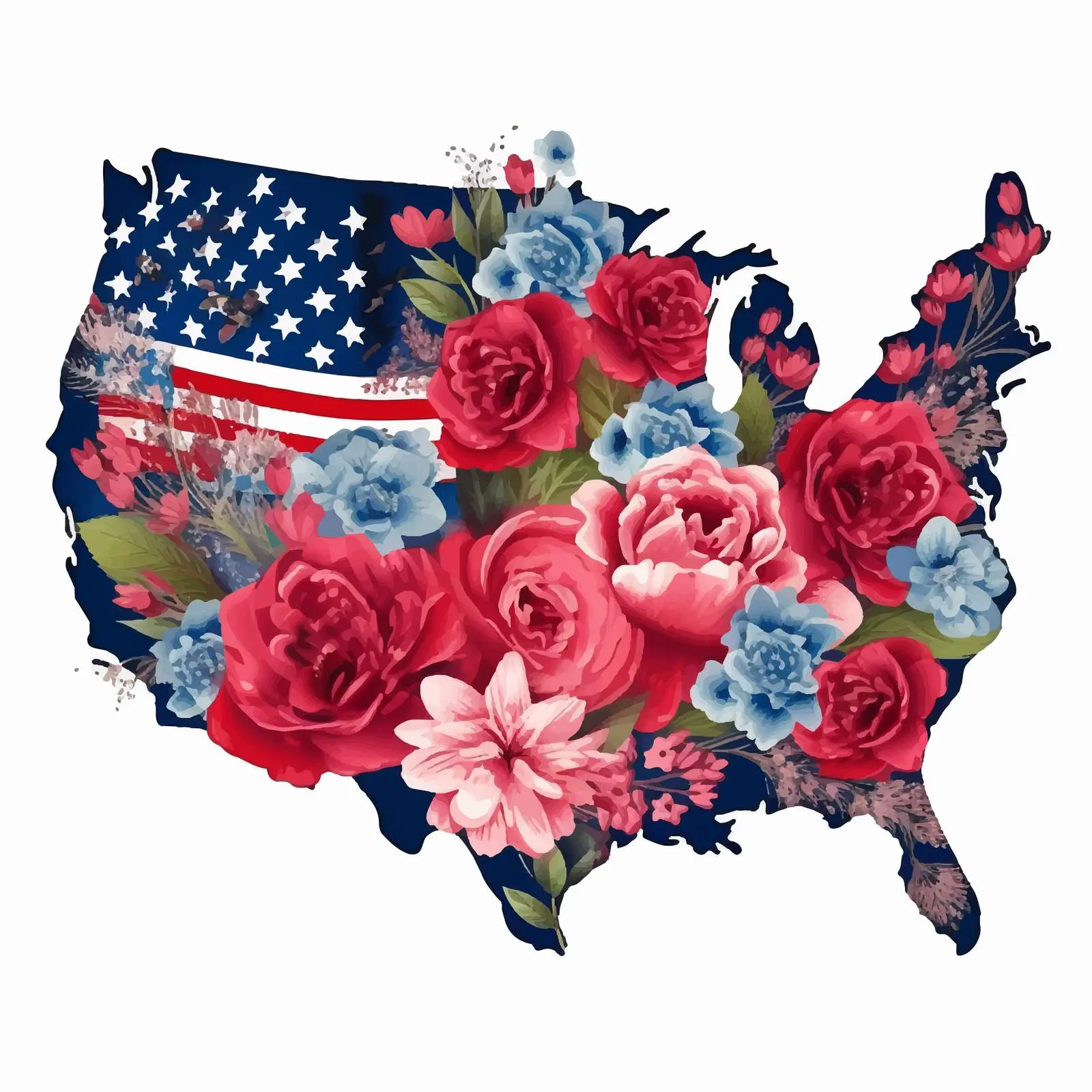 Patriotic Floral Clip Art of US Territories – free thematic art image from Dotvec