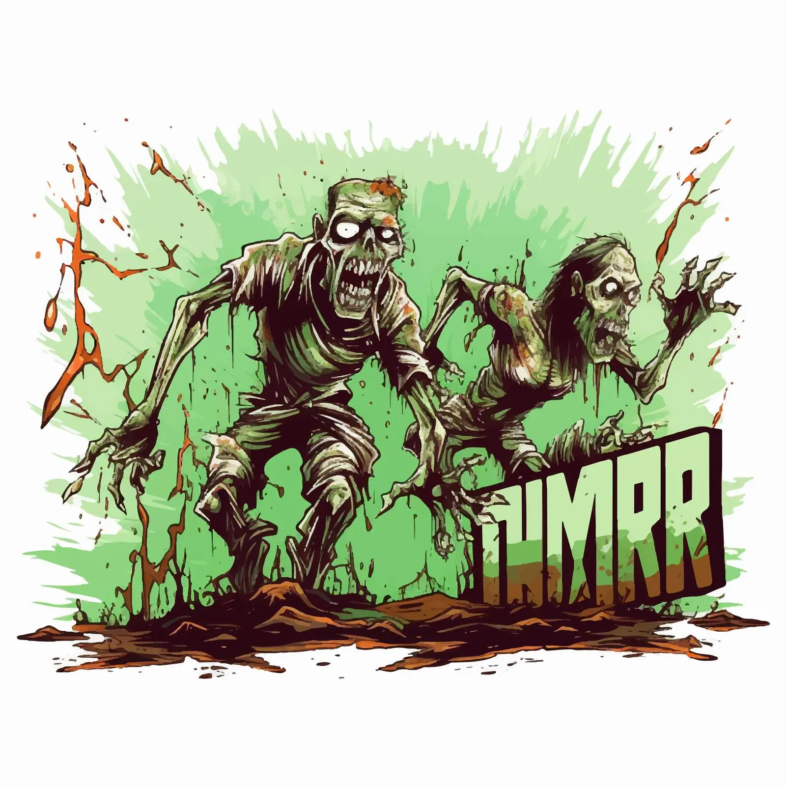 Halloween Zombie Word Banner Illustration — free download from Dotvec