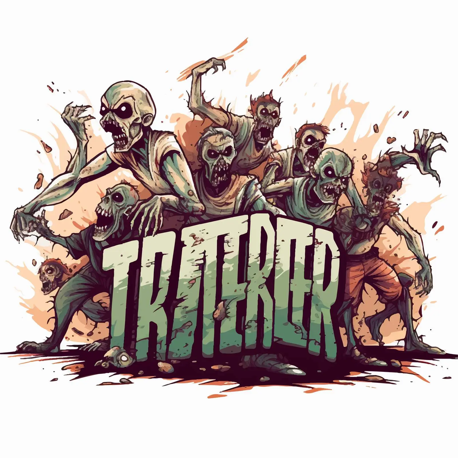 Halloween Zombie Themed Word Banner Design — free download from Dotvec