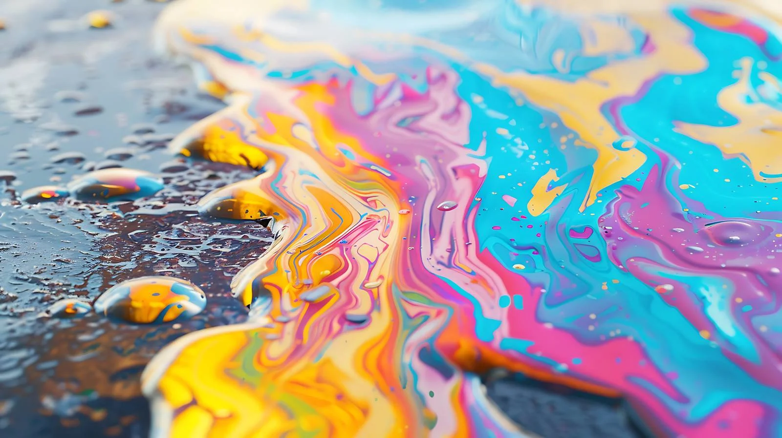 Vivid Colorful Petrol Spill on Wet Surface – free spectrum image from Dotvec