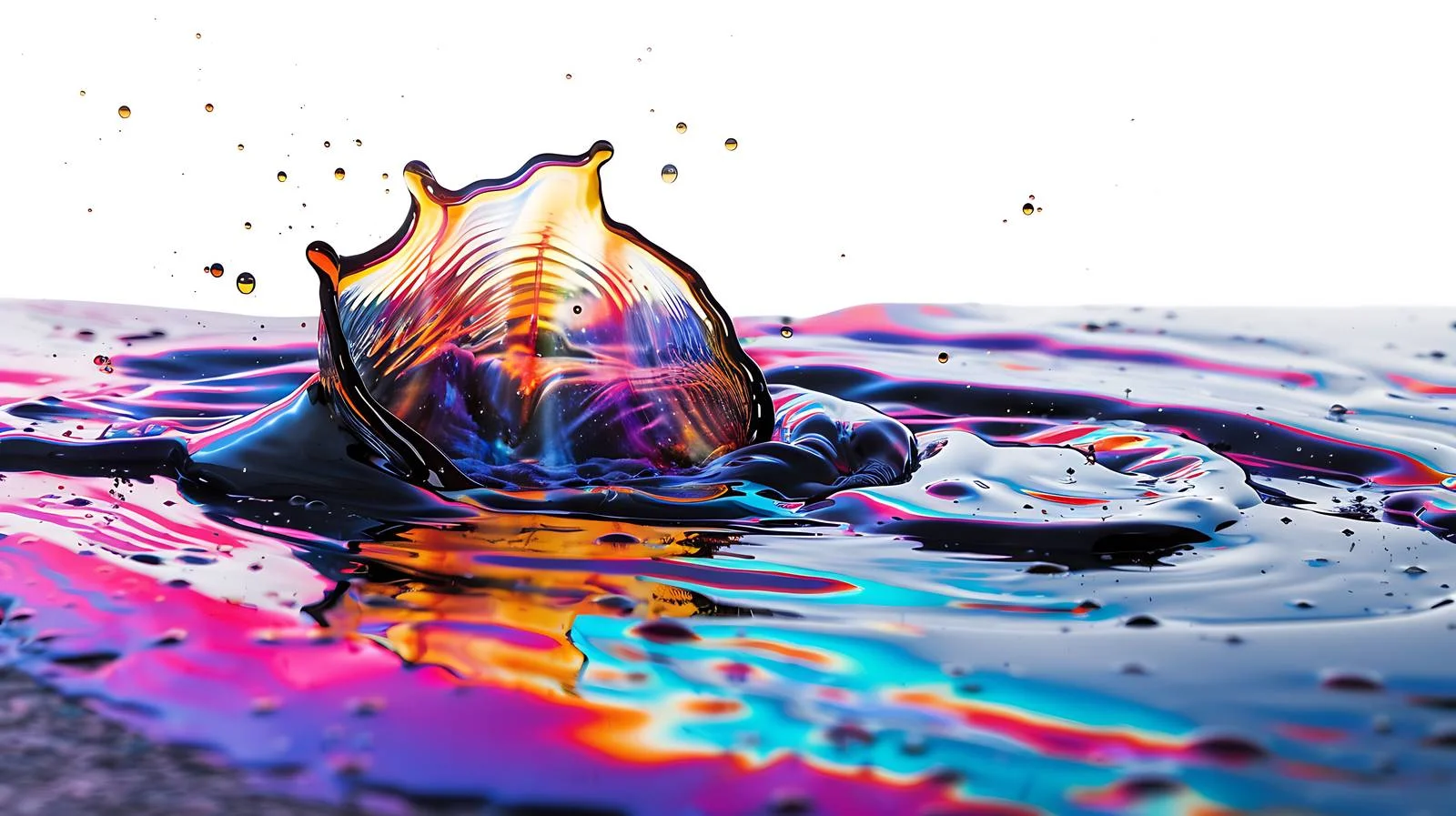 Vibrant Oil Spill Reflecting on Pavement — free download from Dotvec