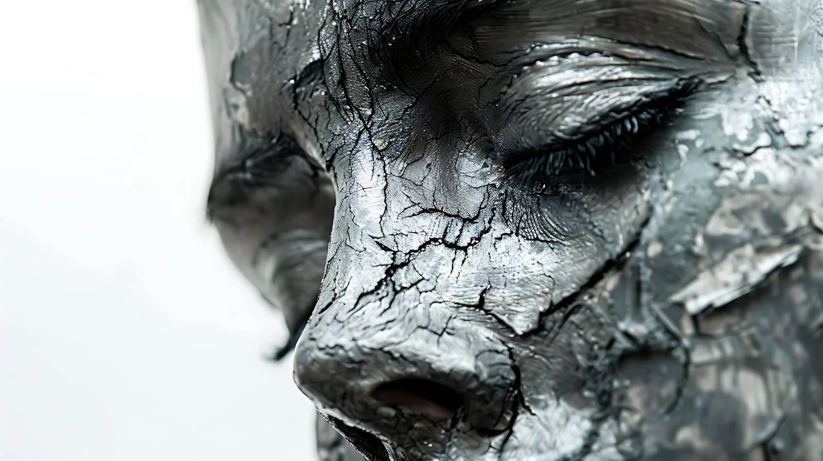 Detailed Human Face Close-up on White Background – free skin texture image from Dotvec