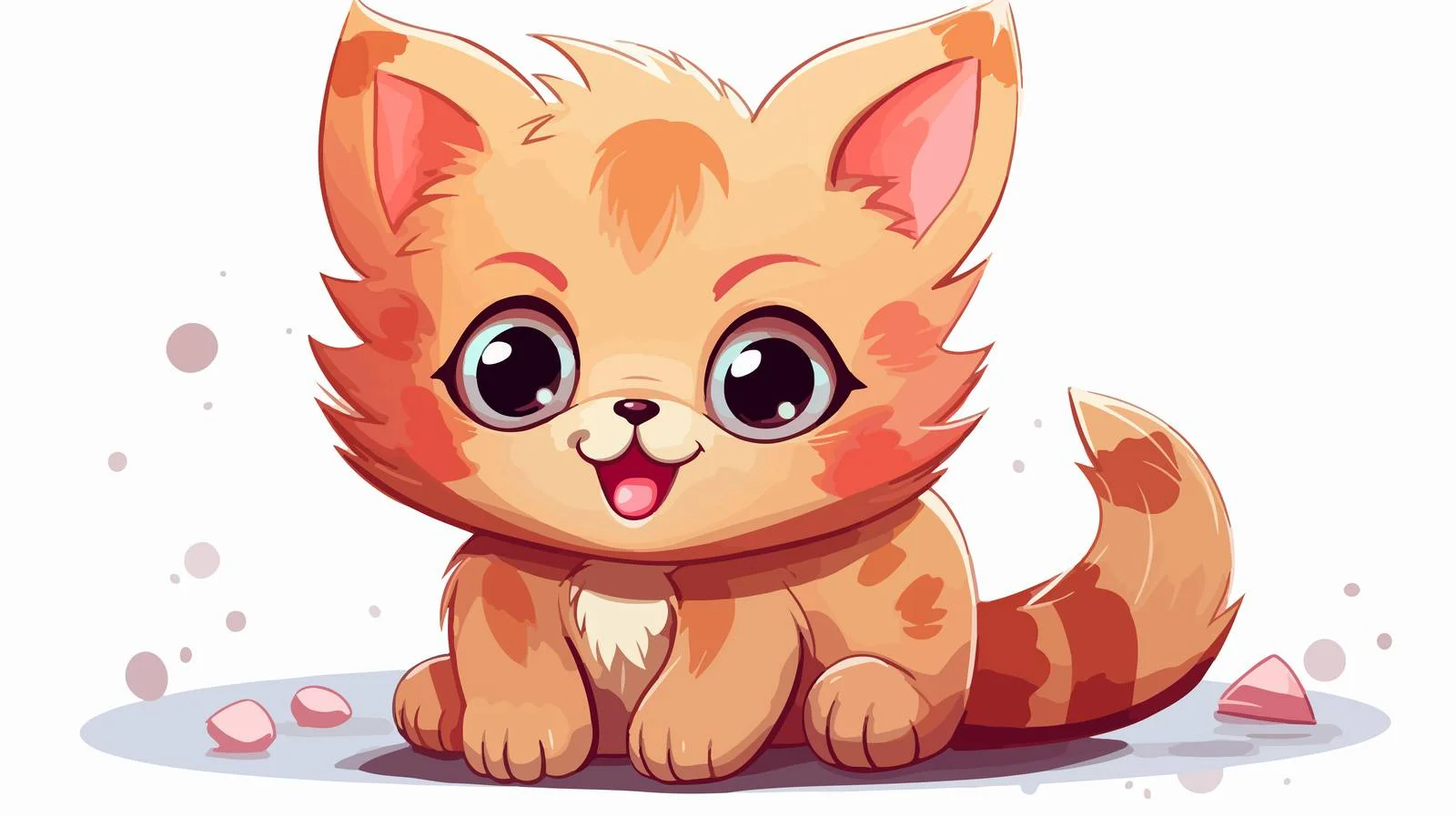 Cute Kawaii Cat Cartoon Illustration