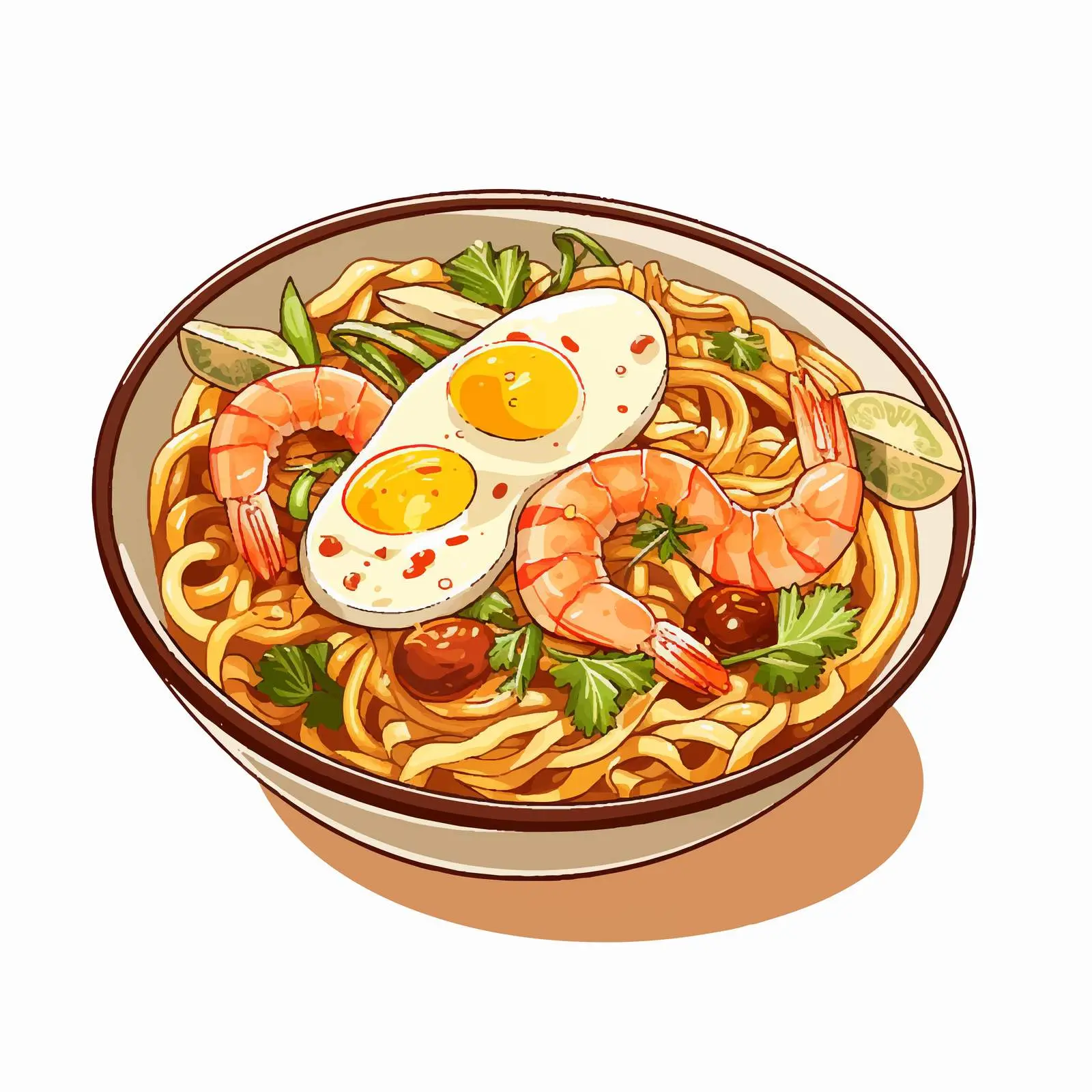Hand-Drawn Thai Fried Noodles Vector Illustration — free download from Dotvec