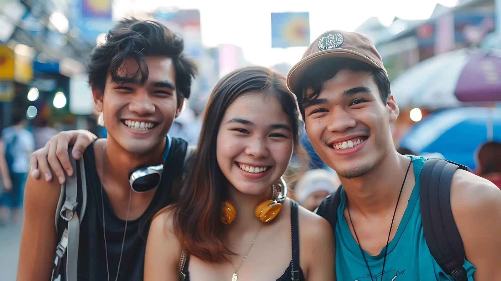 Khao San Road Happy Friends Portrait — free download from Dotvec