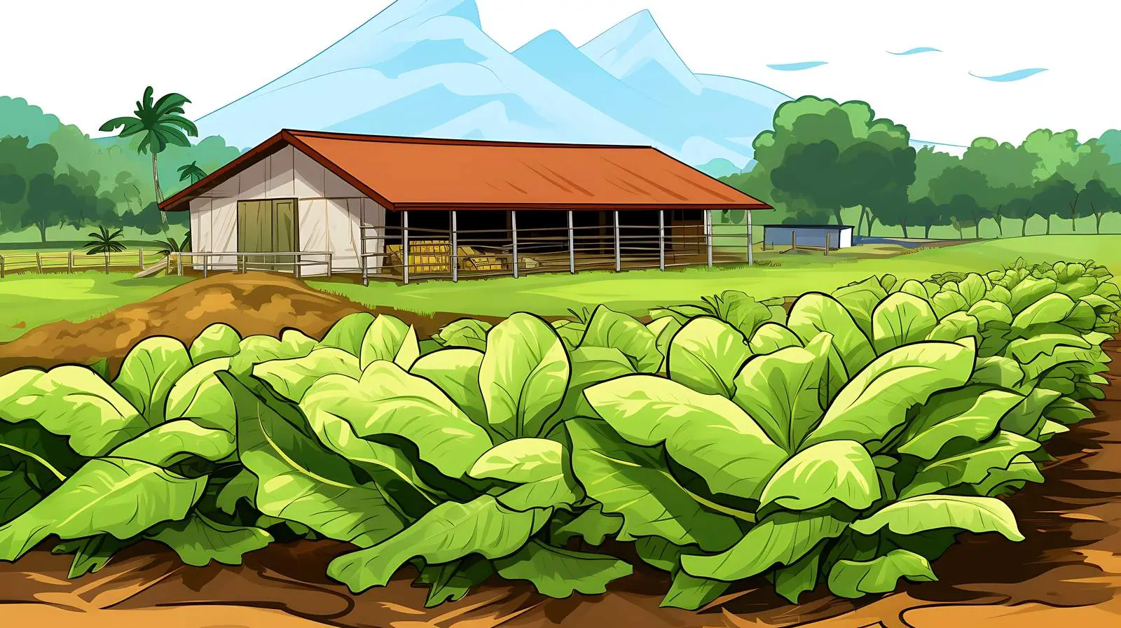 Thailand Tobacco Farm Vector Illustration — free download from Dotvec
