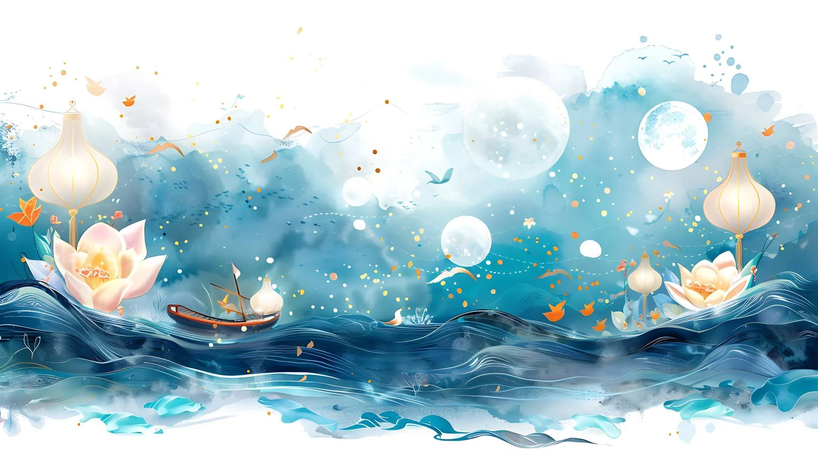 Night of Fragrant Sea on White Background — free download from Dotvec