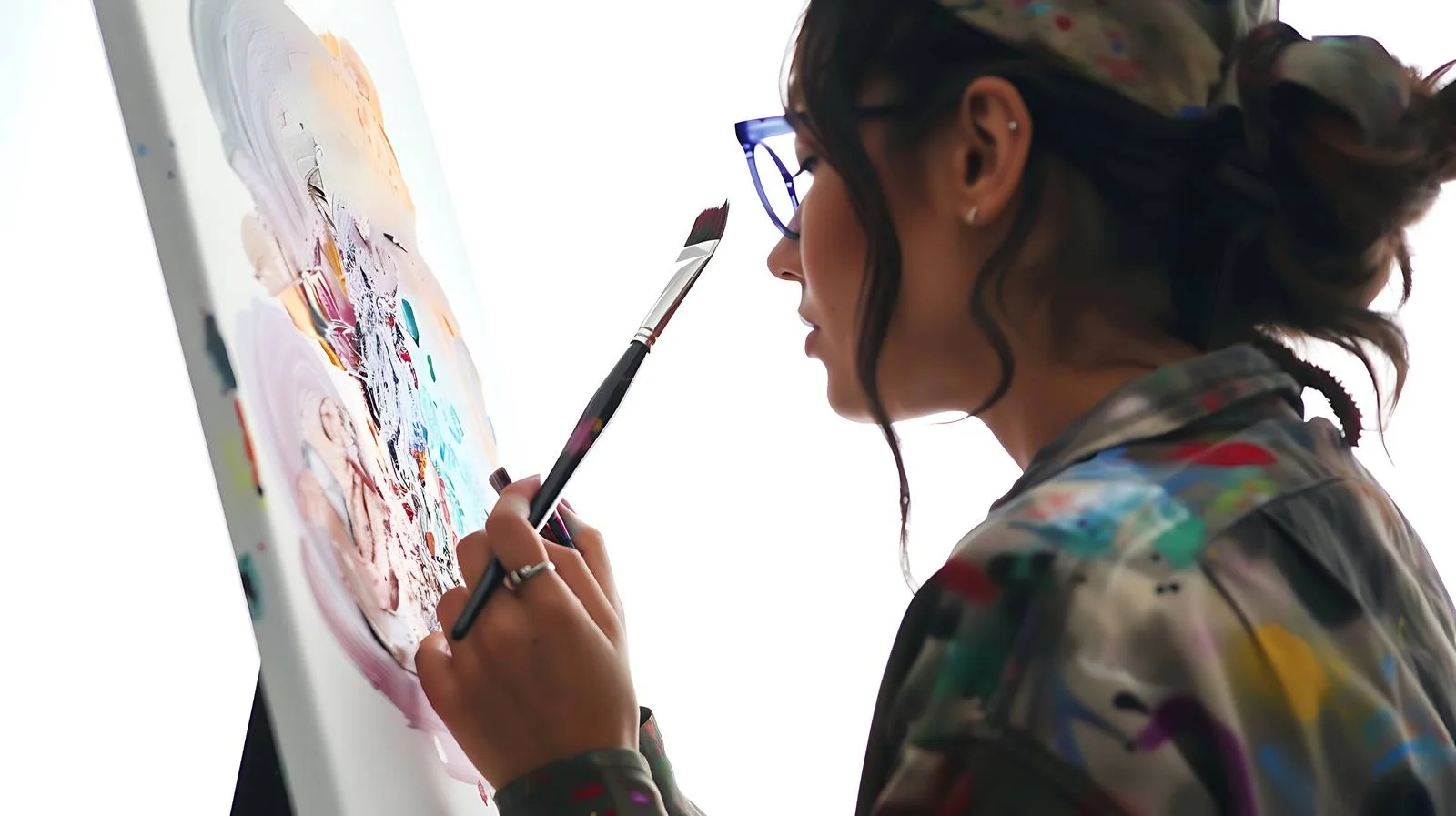 Professional Artist Painting in Isolated Studio — free download from Dotvec