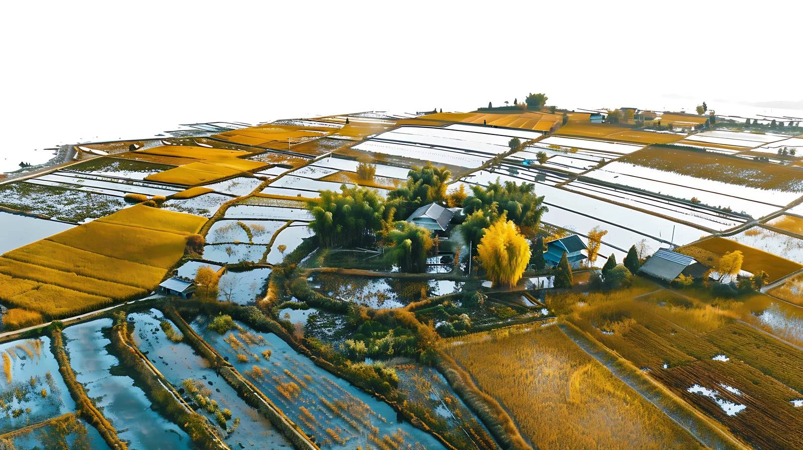Serene Autumn Rice Fields Aerial View — free download from Dotvec