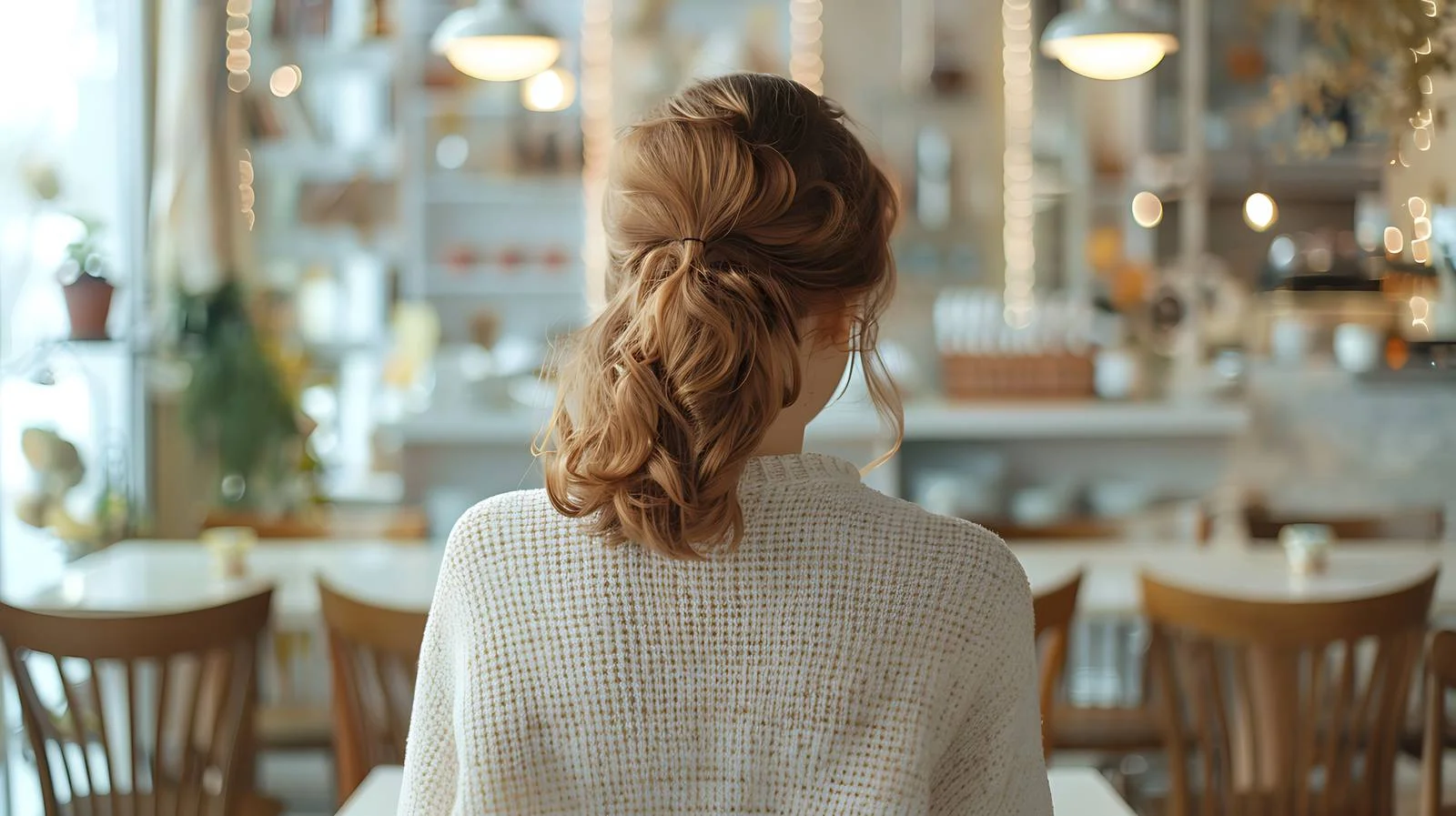 Elegant woman seated in restaurant interior — free download from Dotvec