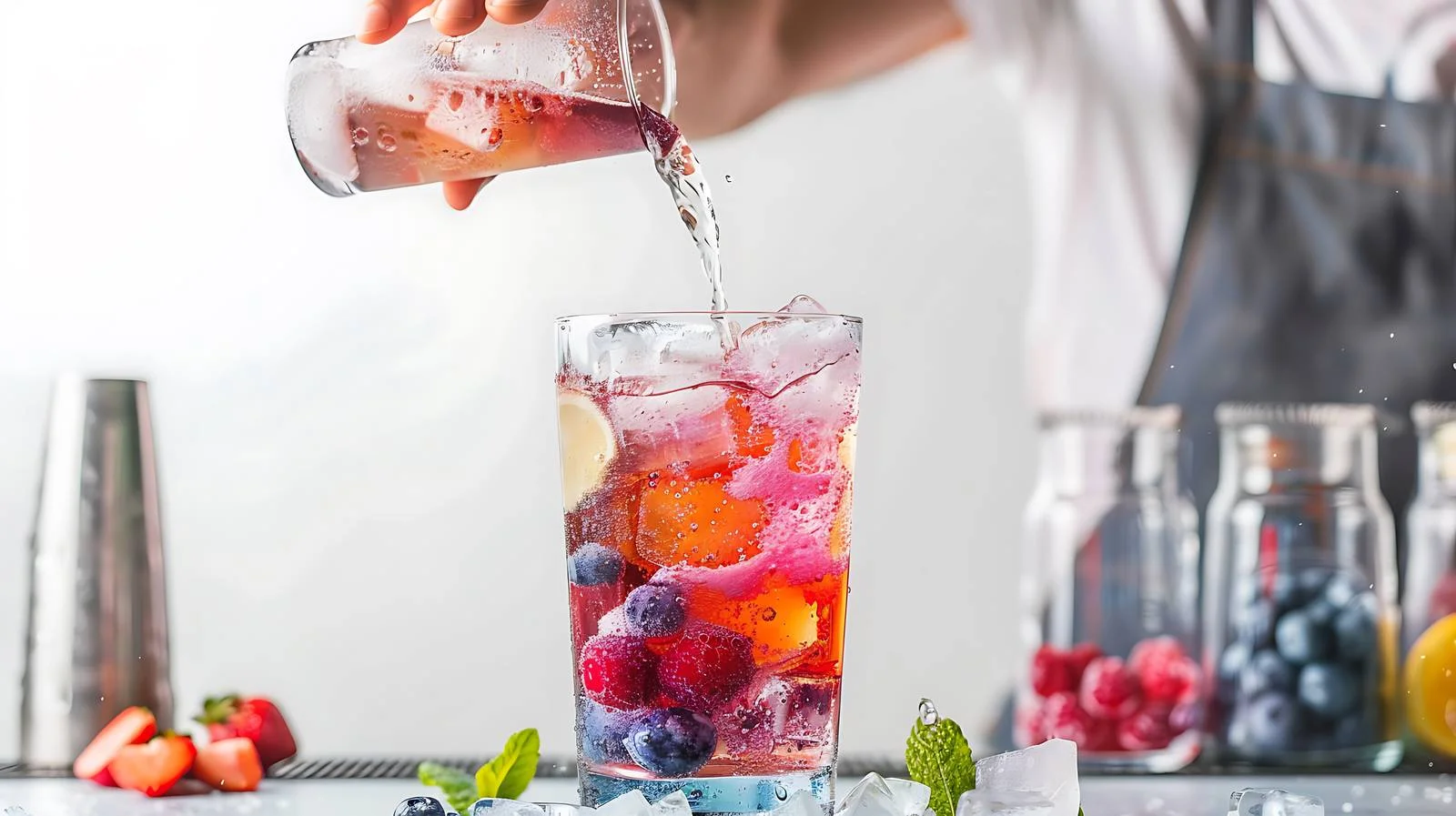 Mixologist preparing alcoholic cocktail at bar — free download from Dotvec