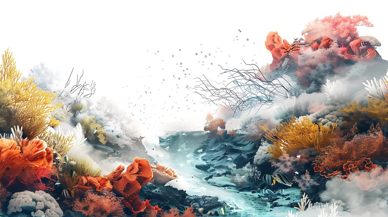 Ethereal Seascape in White Isolation — free download from Dotvec