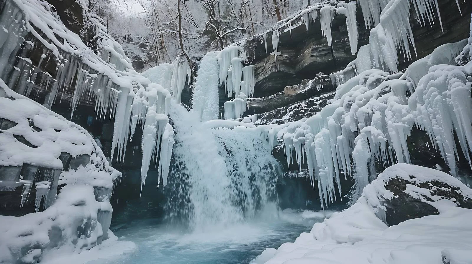 Spectacular Shilong Gorge Ice Waterfall View — free download from Dotvec