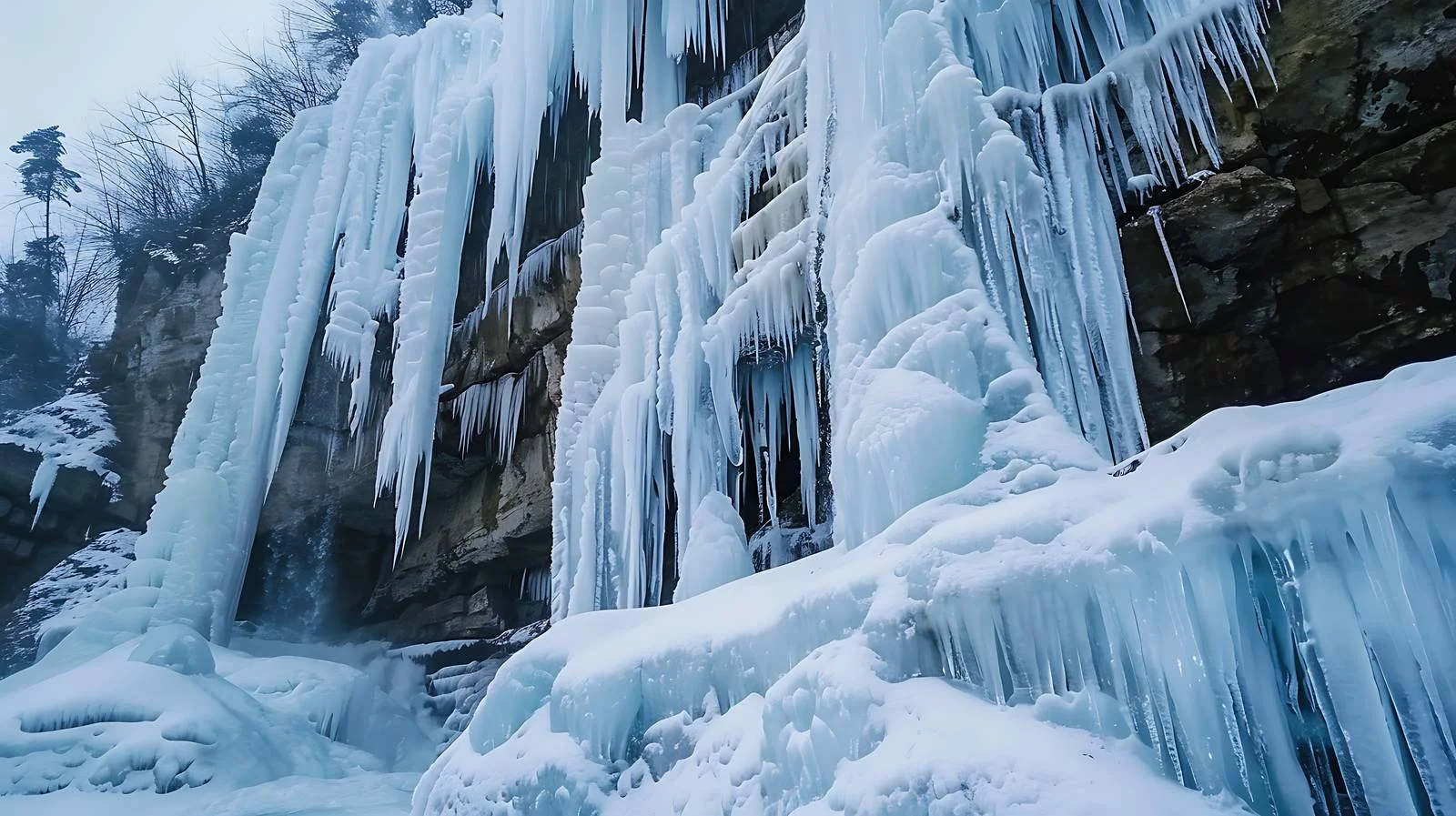 Captivating Shilong Gorge Frozen Cascade Alone — free download from Dotvec