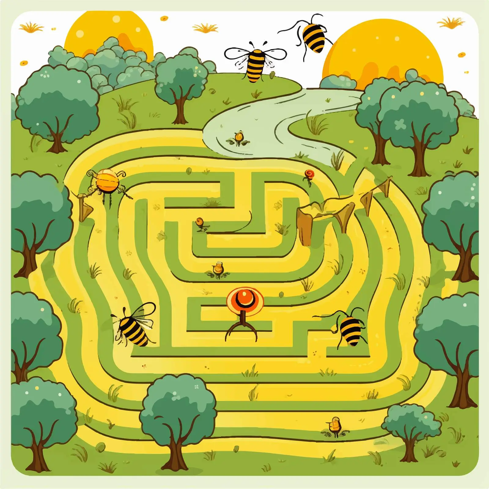 Bee Maze Game Template Illustration Vector Artwork — free download from Dotvec