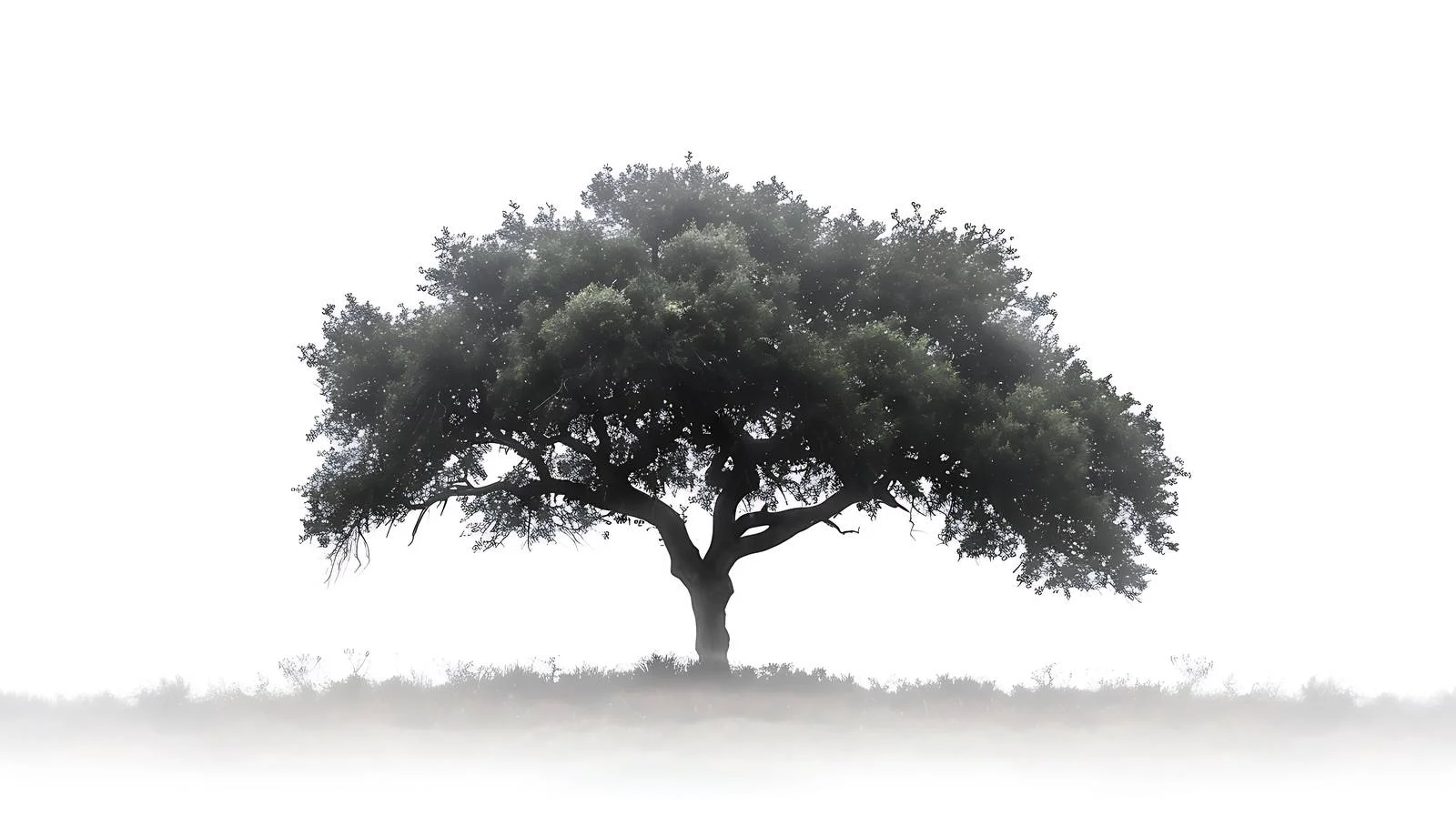 Majestic Tree in Fog on White Background — free download from Dotvec