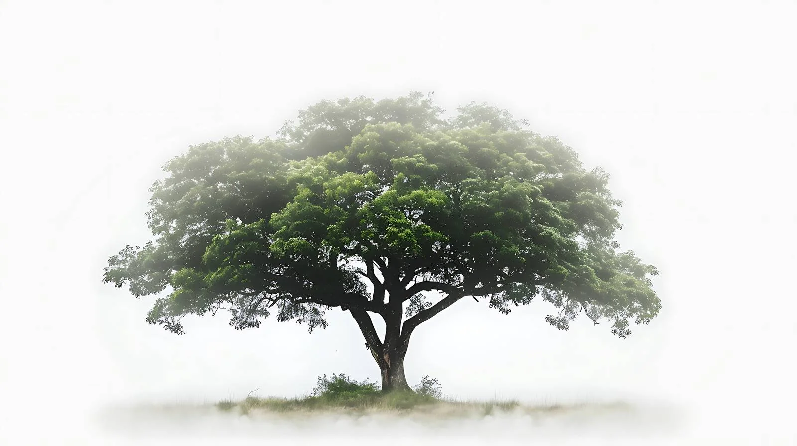 Majestic Tree in Mist on White Background — free download from Dotvec