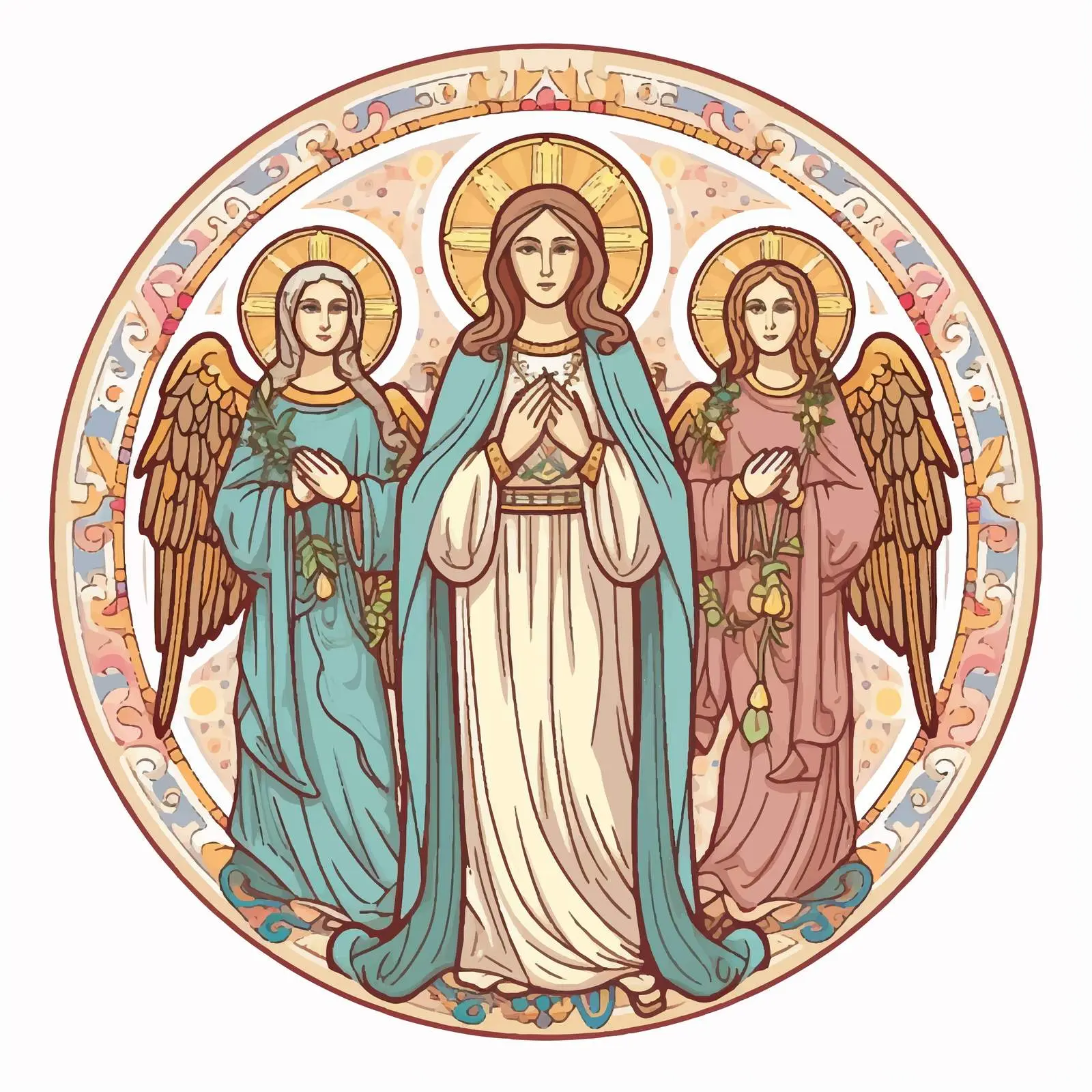 The Blessed Virgin Mary and Archangels Illustration – free angel illustrations image from Dotvec