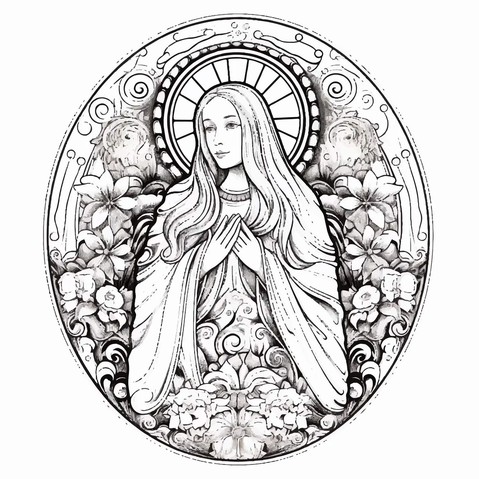 Vintage Easter Egg featuring the Blessed Virgin Mary – free easter traditions image from Dotvec