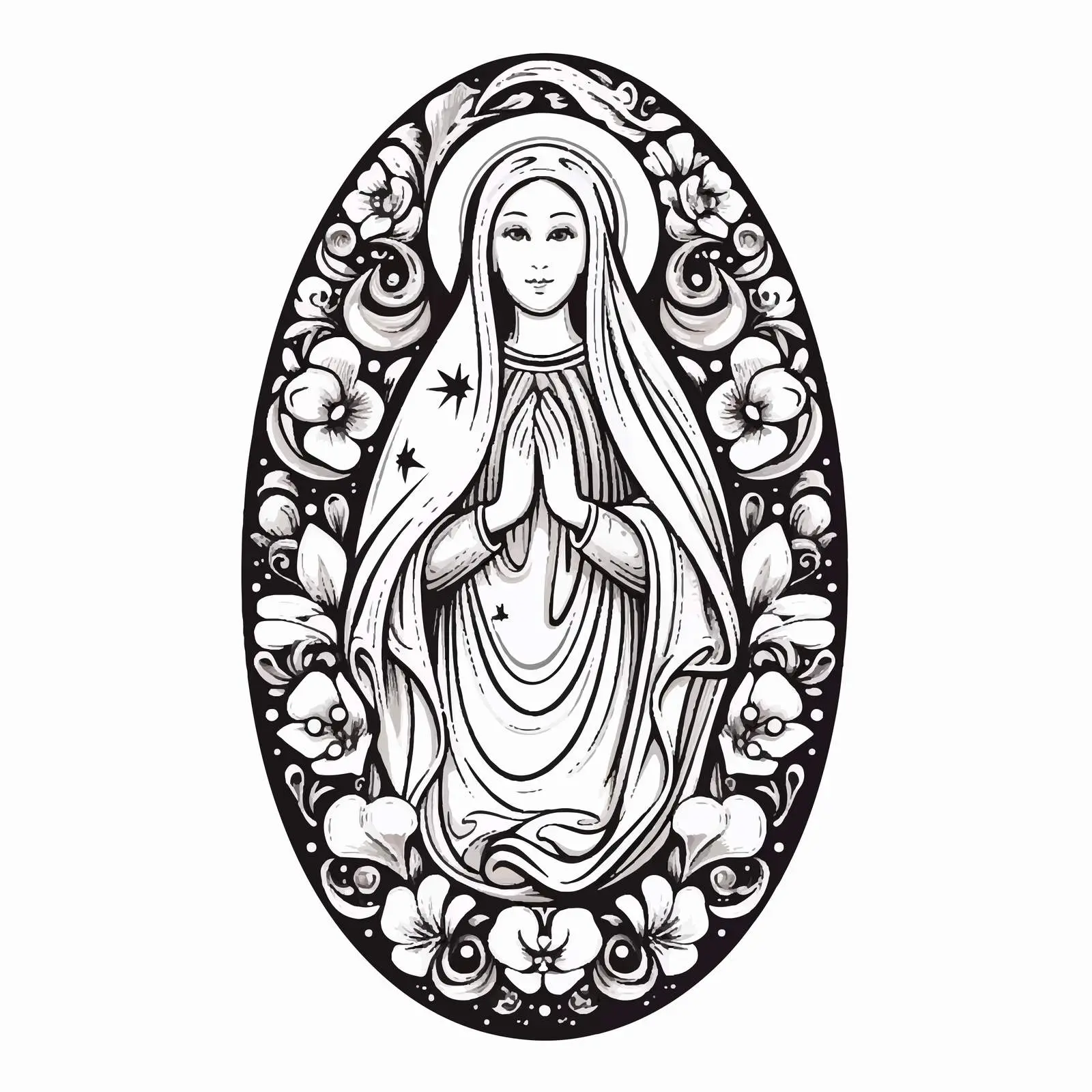 Vintage Easter Egg of the Blessed Virgin Mary — free download from Dotvec