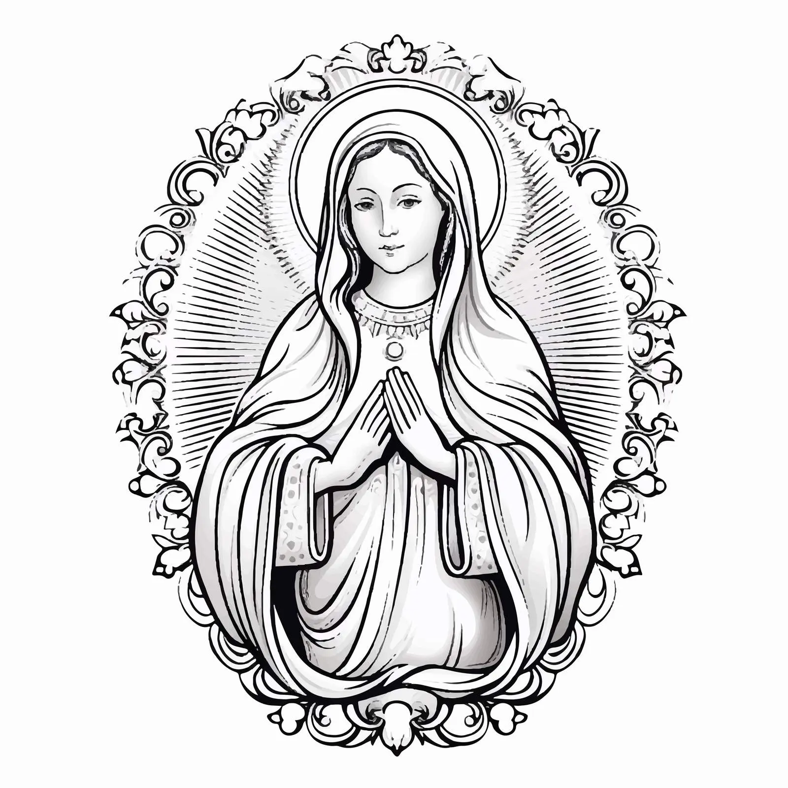 Vintage Easter Egg Featuring Blessed Virgin Mary – free easter traditions image from Dotvec