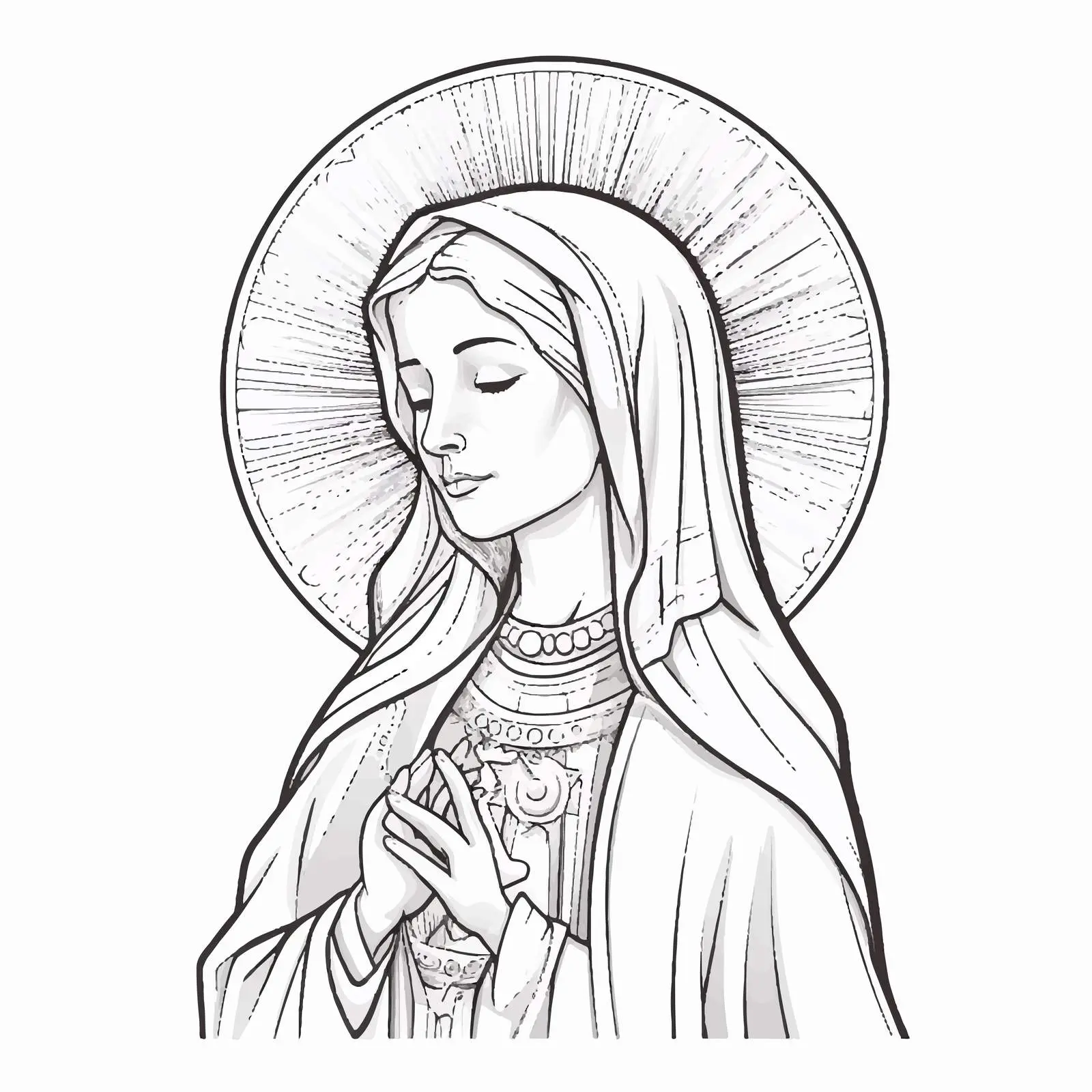 Vintage Blessed Virgin Mary Color Page — free download from Dotvec