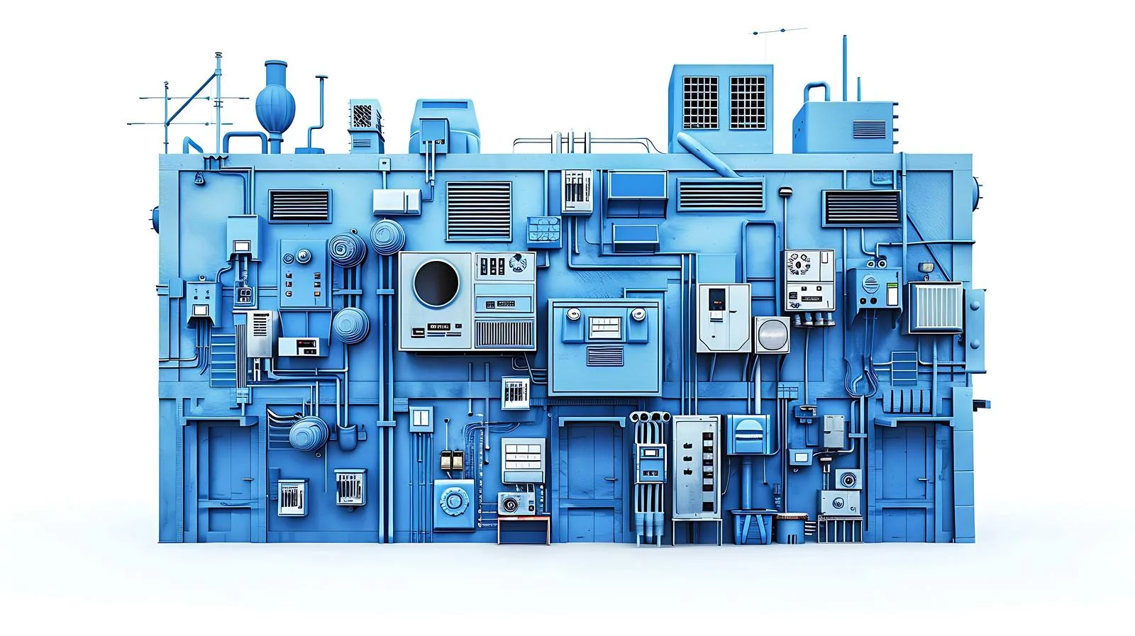 Electric Infrastructure on Blue Building Facade — free download from Dotvec
