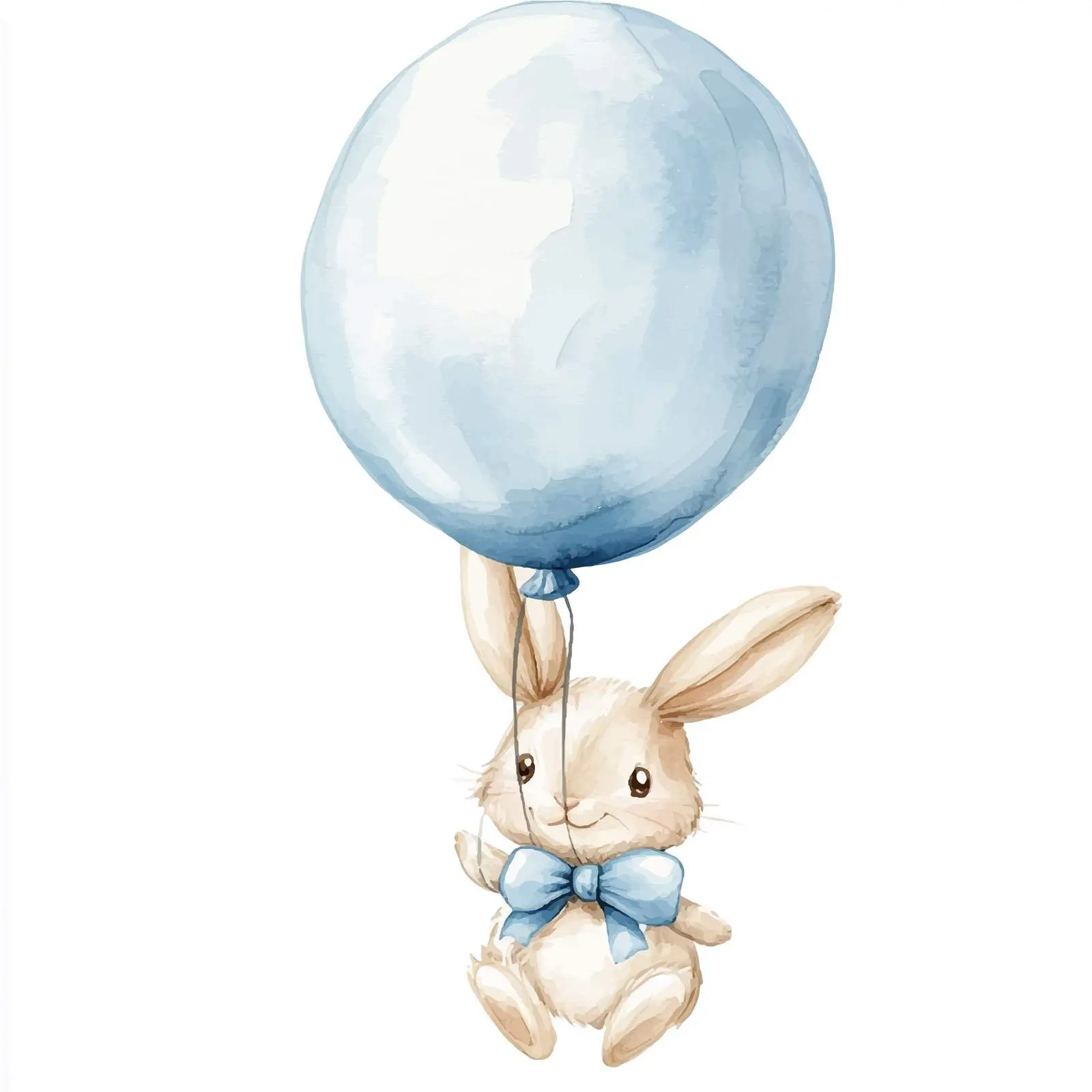 Bunny Flying in a Blue Balloon Illustration — free download from Dotvec