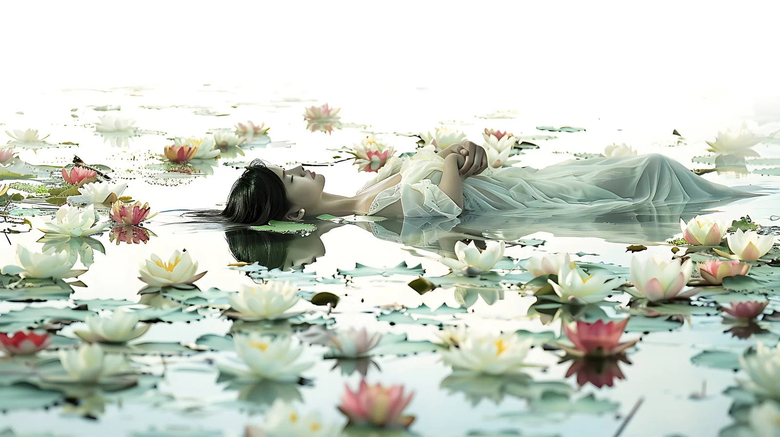 Tranquil Lake Shore Reflects Serene Image — free download from Dotvec