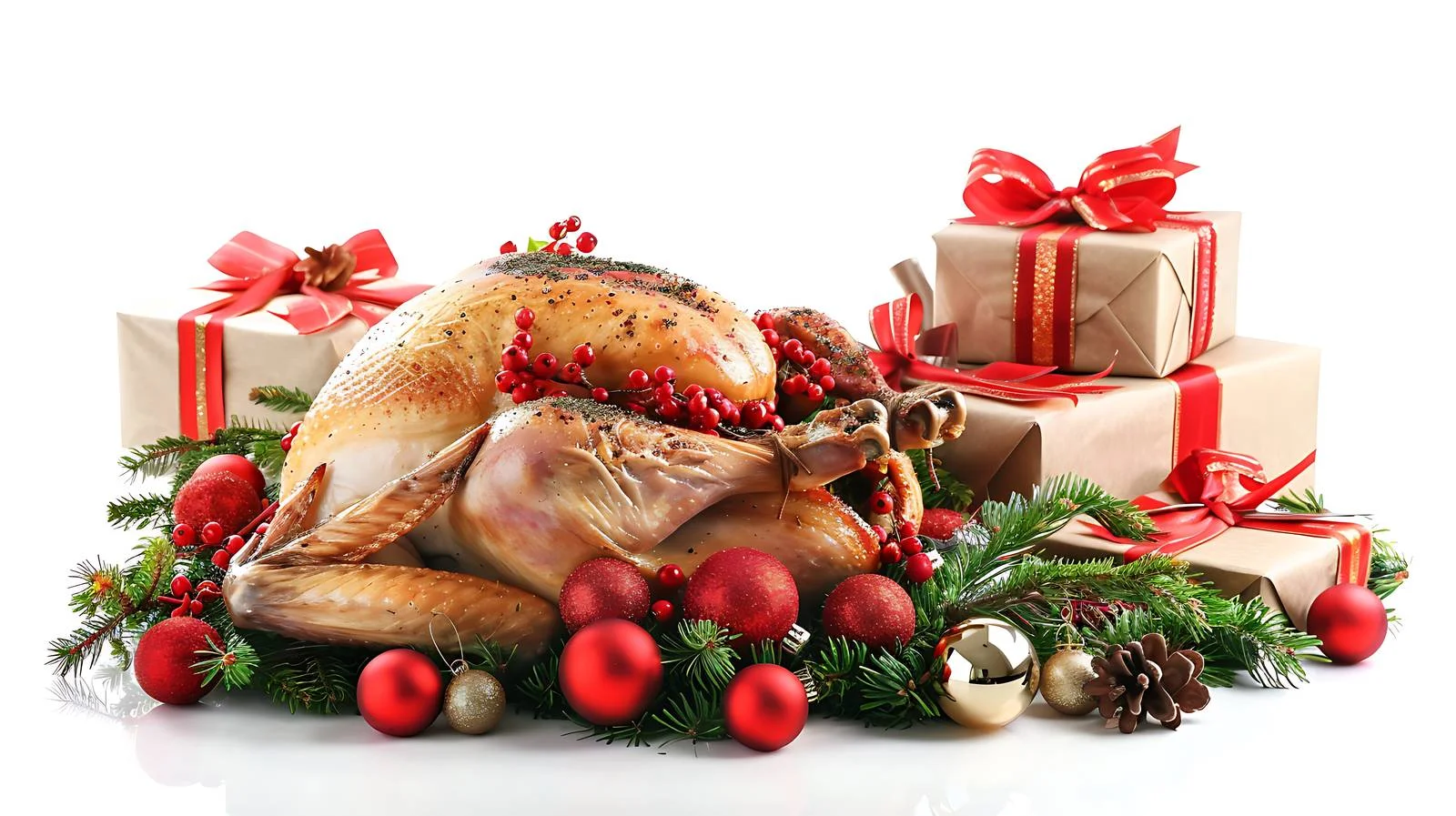 Festive Christmas Table Set with Roast Turkey — free download from Dotvec