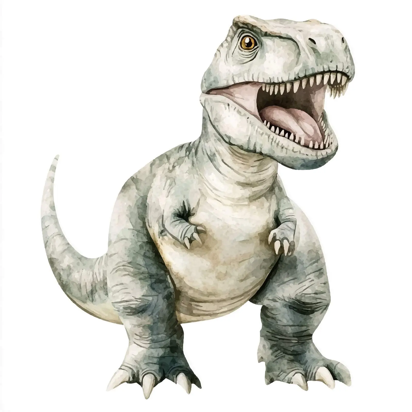Gray Dinosaur Watercolor Illustration Vector Art — free download from Dotvec