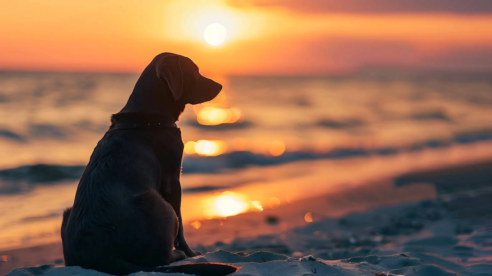 Tranquil Dog Beach Sunset Isolation — free download from Dotvec