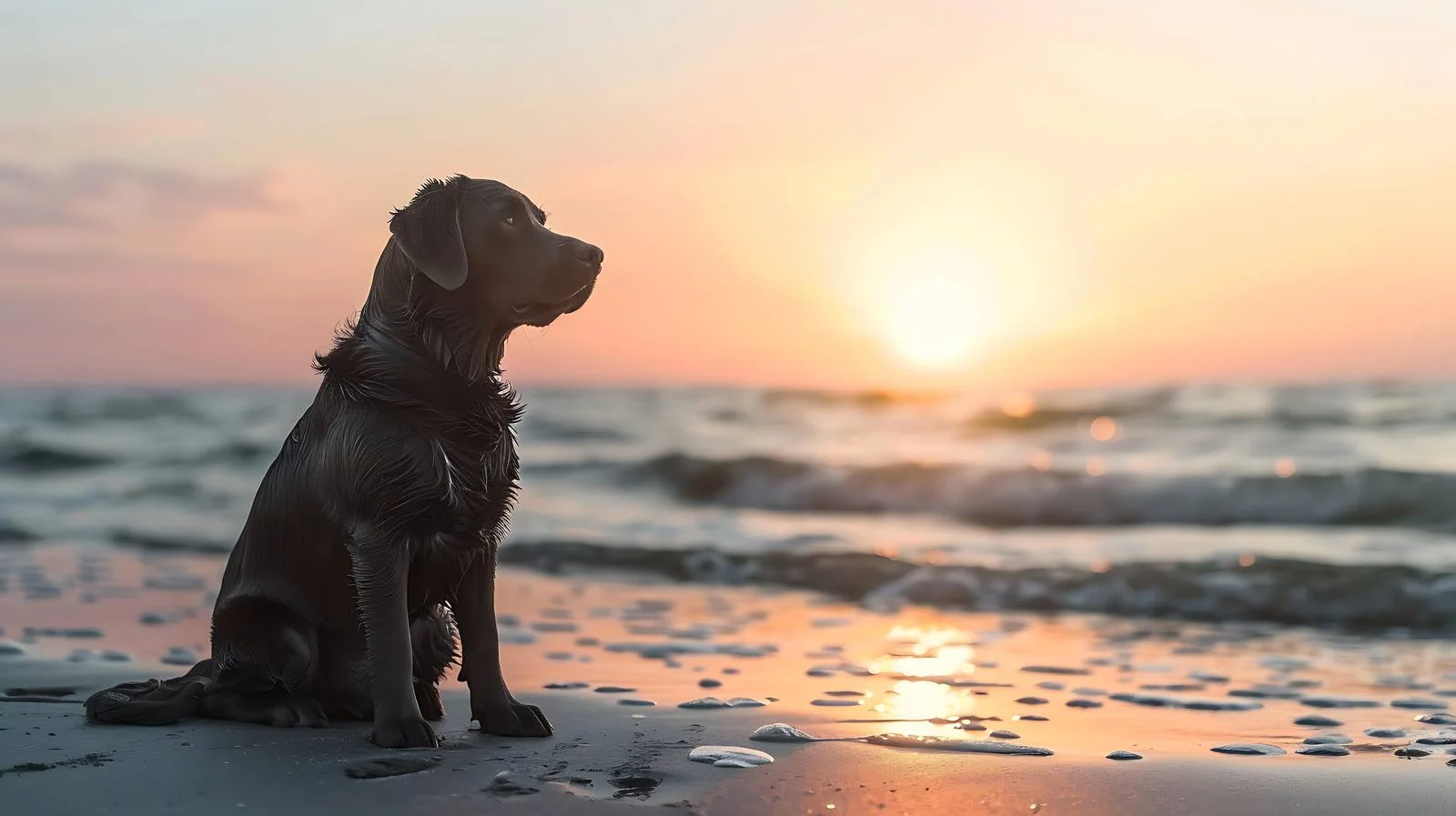 Serene Dog Beach Sunset Image — free download from Dotvec