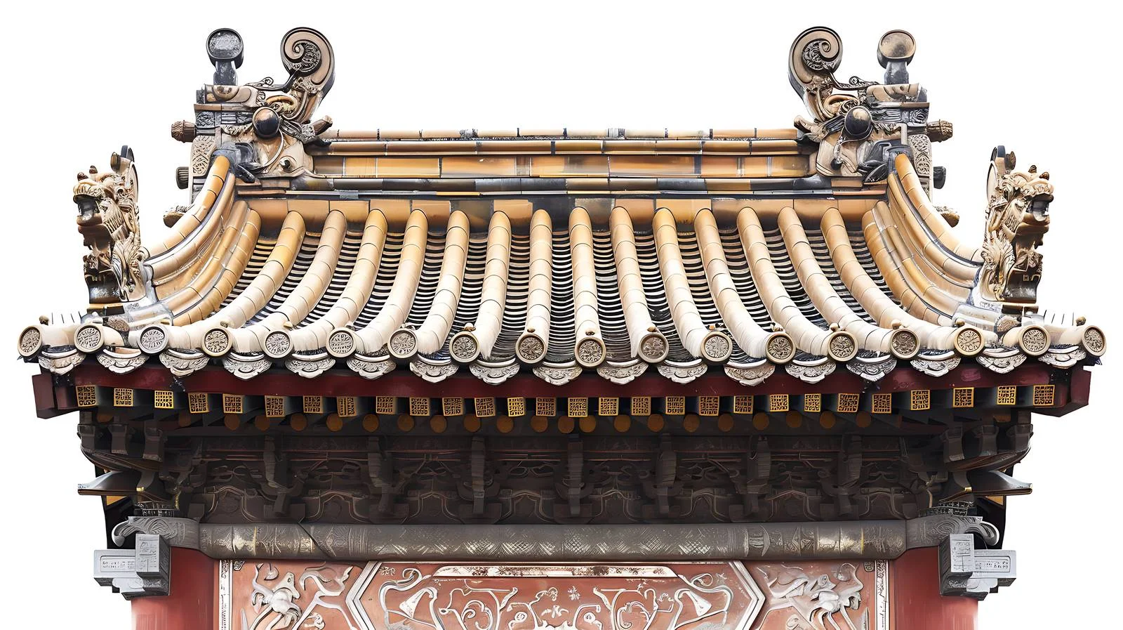 Heavenly Mansion Eaves Against White Background — free download from Dotvec