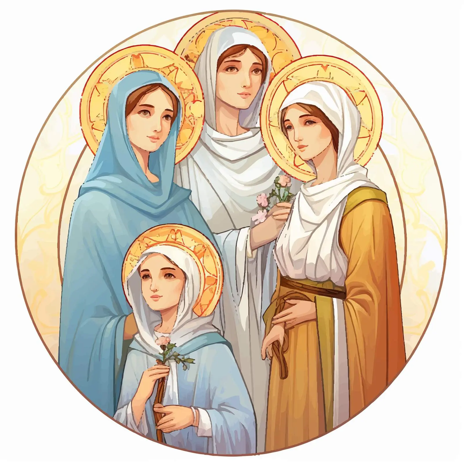 Faith, Hope, Love and Mother Sophia Illustration – free spiritual growth image from Dotvec