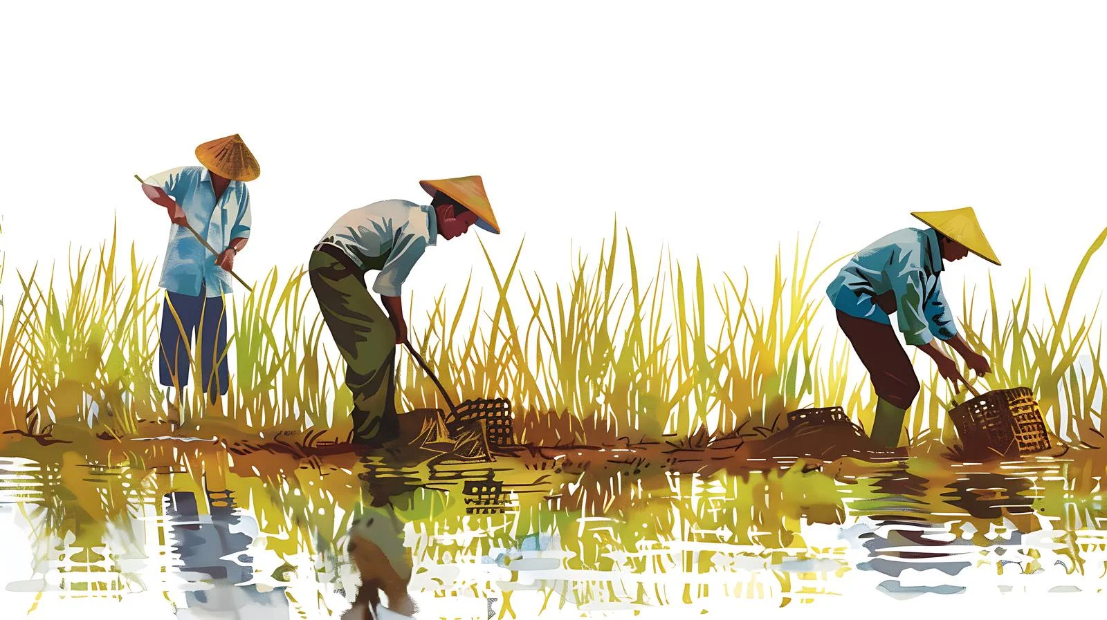 Rural Paddy Field Farming Scene — free download from Dotvec