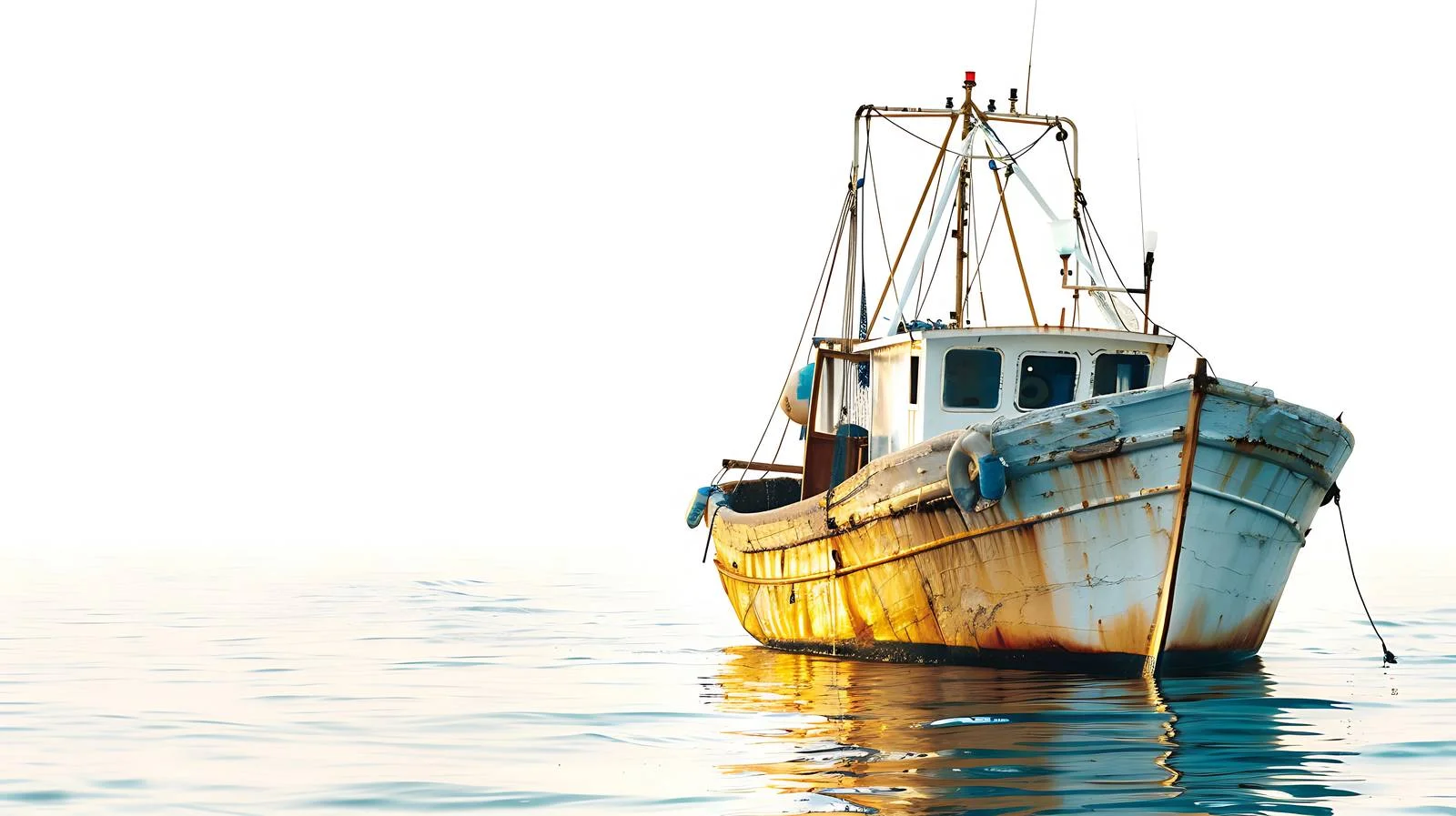 Fishing Boat on Sea with Sun Background — free download from Dotvec