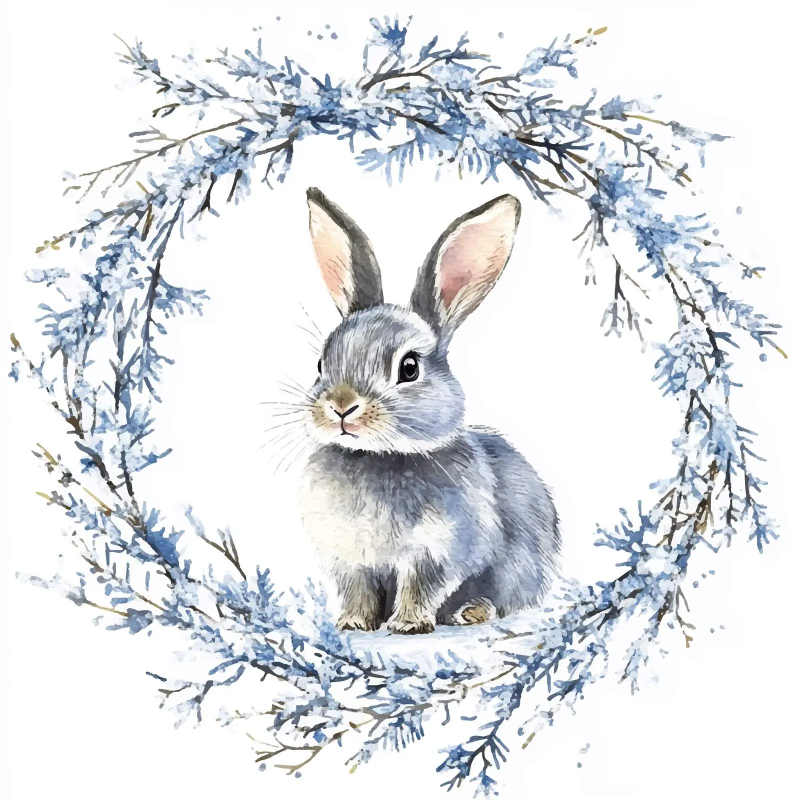 Circular Blue Twigs Frame Vector Design — free download from Dotvec