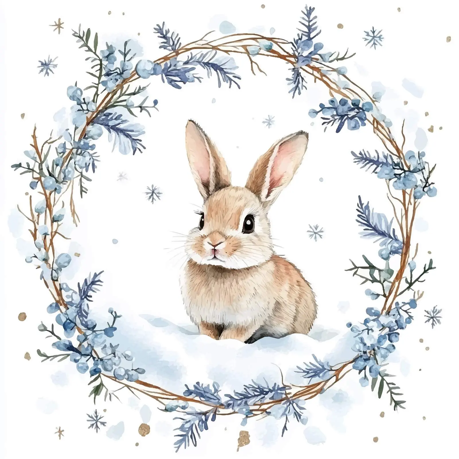 Circular Blue Twigs Frame Vector Design — free download from Dotvec