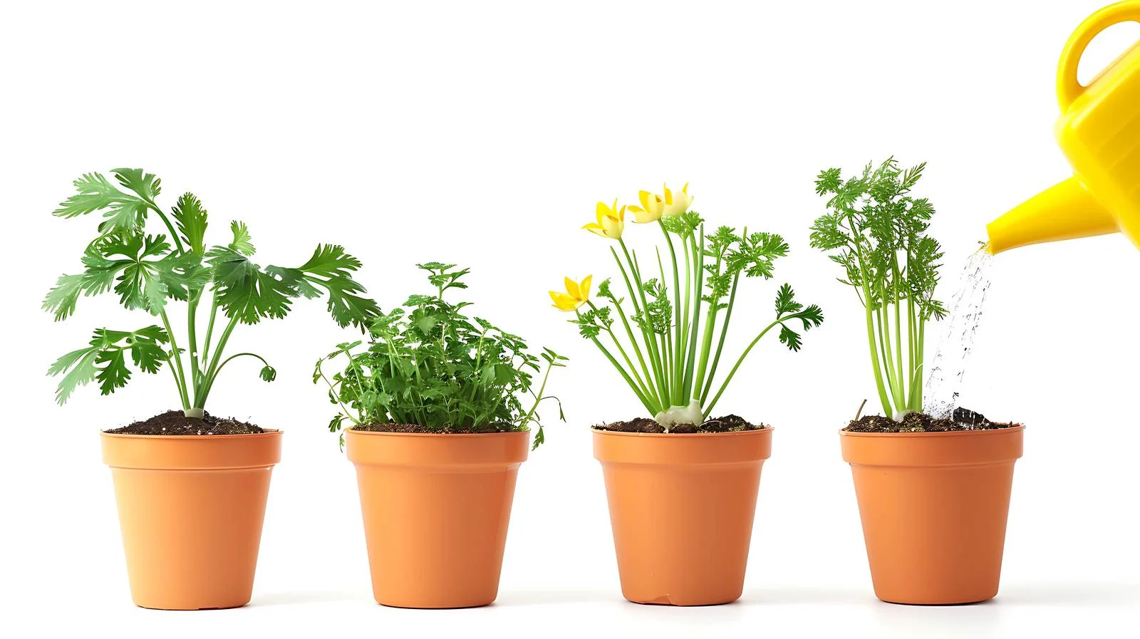 Watering Potted Scallions on Gardener's Care — free download from Dotvec