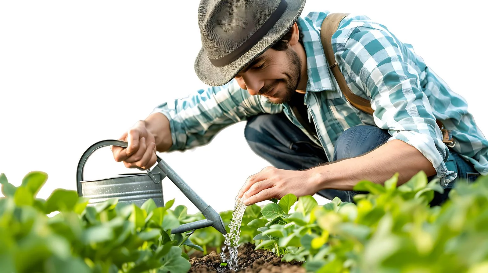 Gardener Waters After Planting Scene — free download from Dotvec