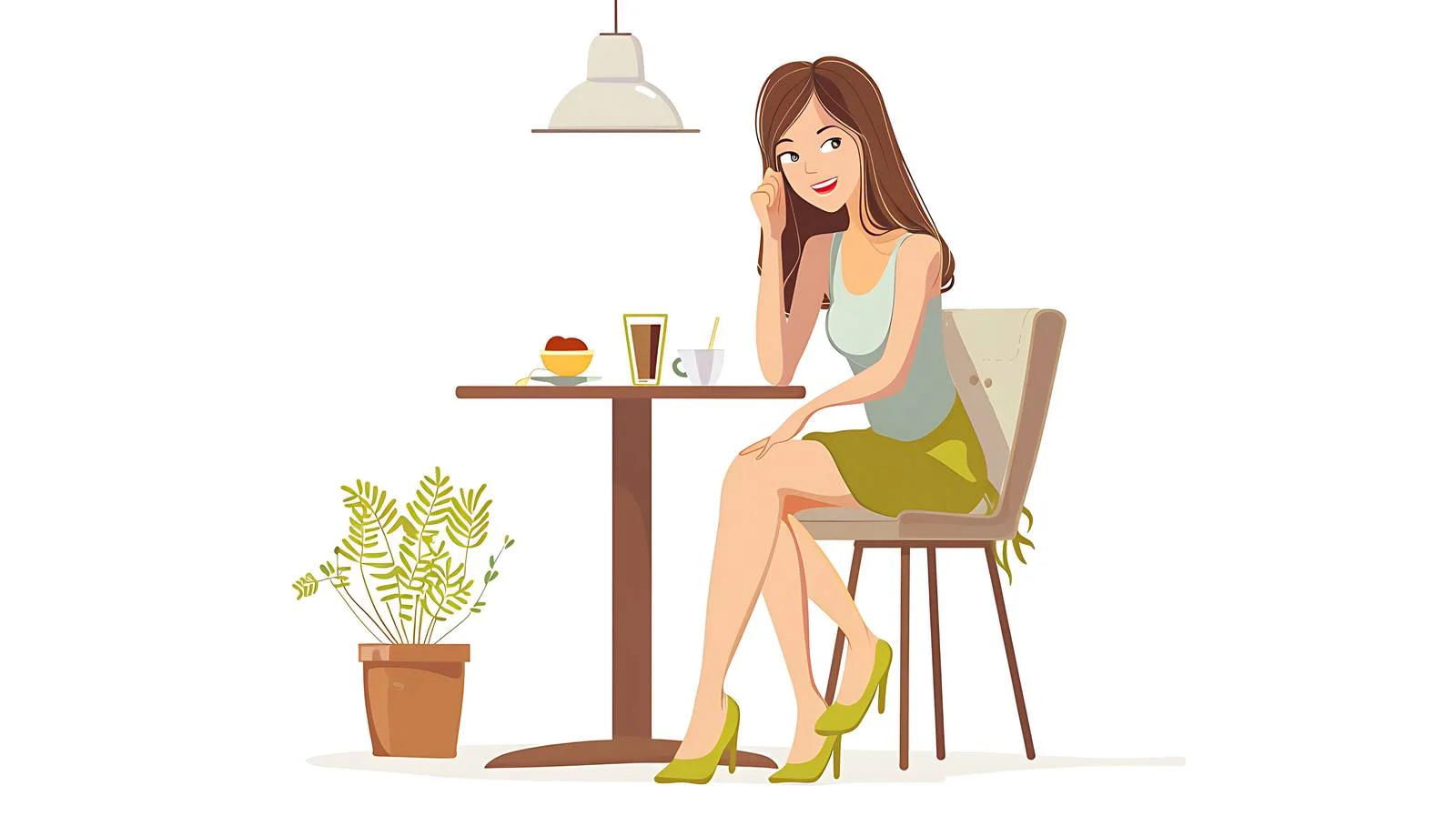 Joyful Girl Dining Alone — free download from Dotvec