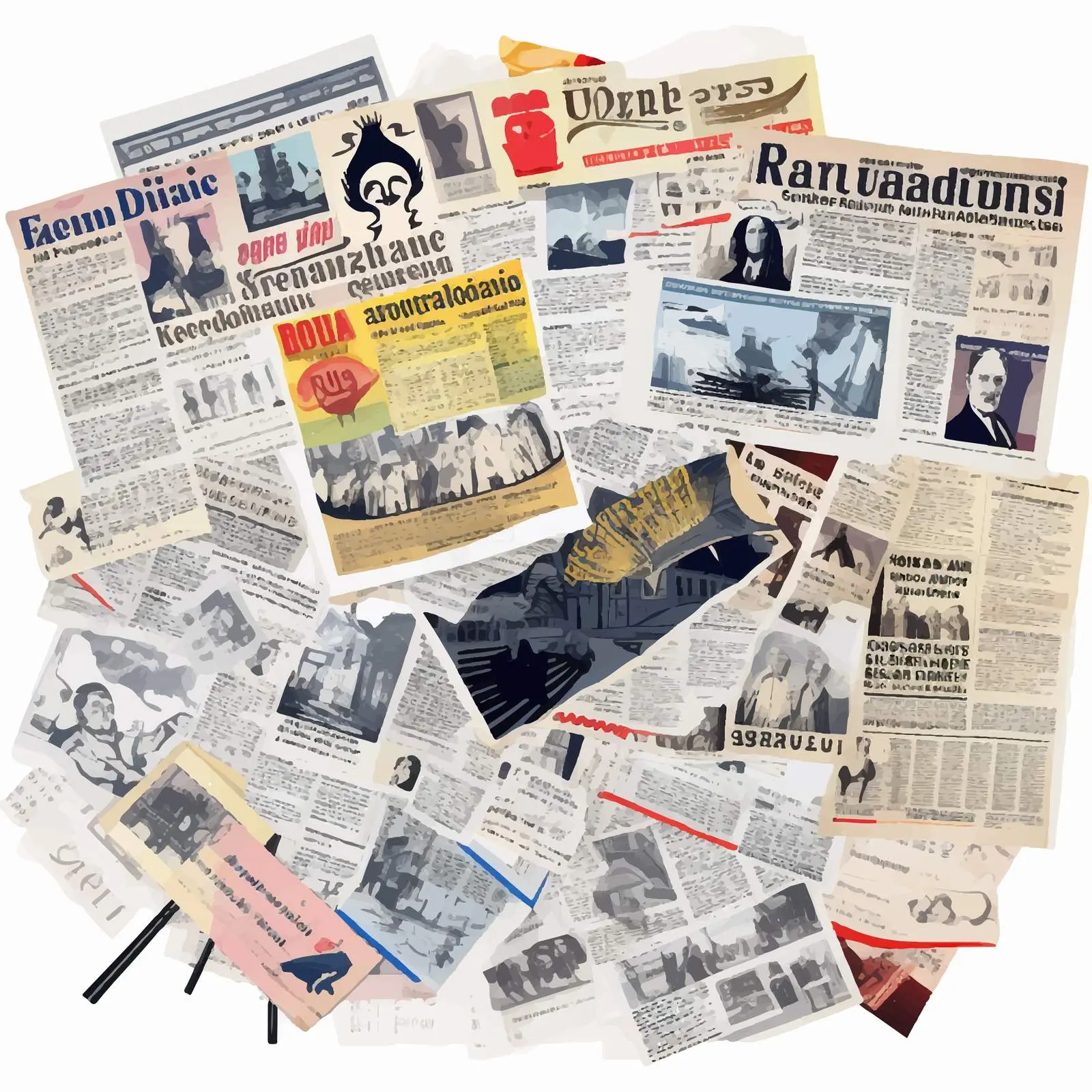 Historical Newspaper Collage on Political Economy — free download from Dotvec