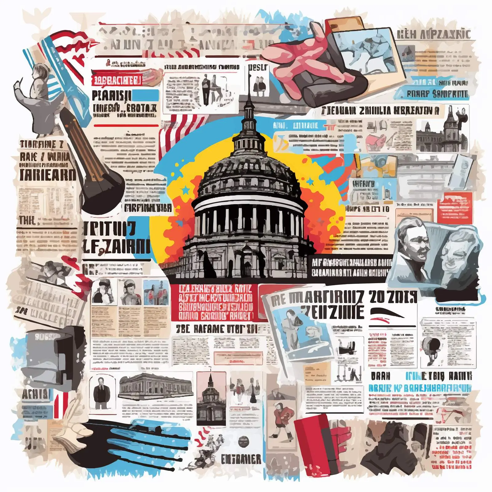 Historical Newspaper Collage on Political Economy — free download from Dotvec