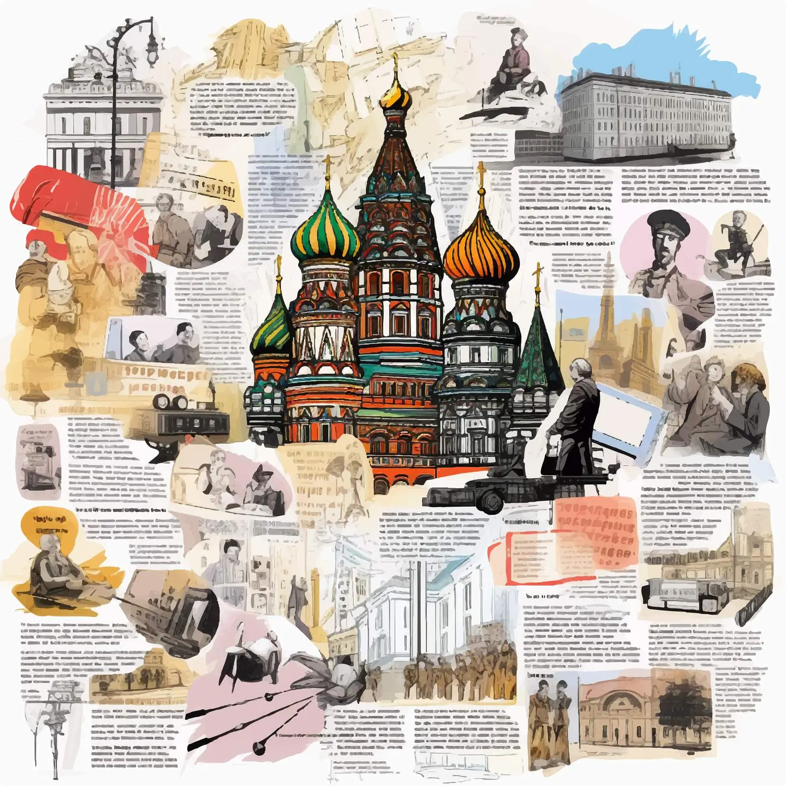 Historical Newspaper Collage of Political Economy – free course image from Dotvec