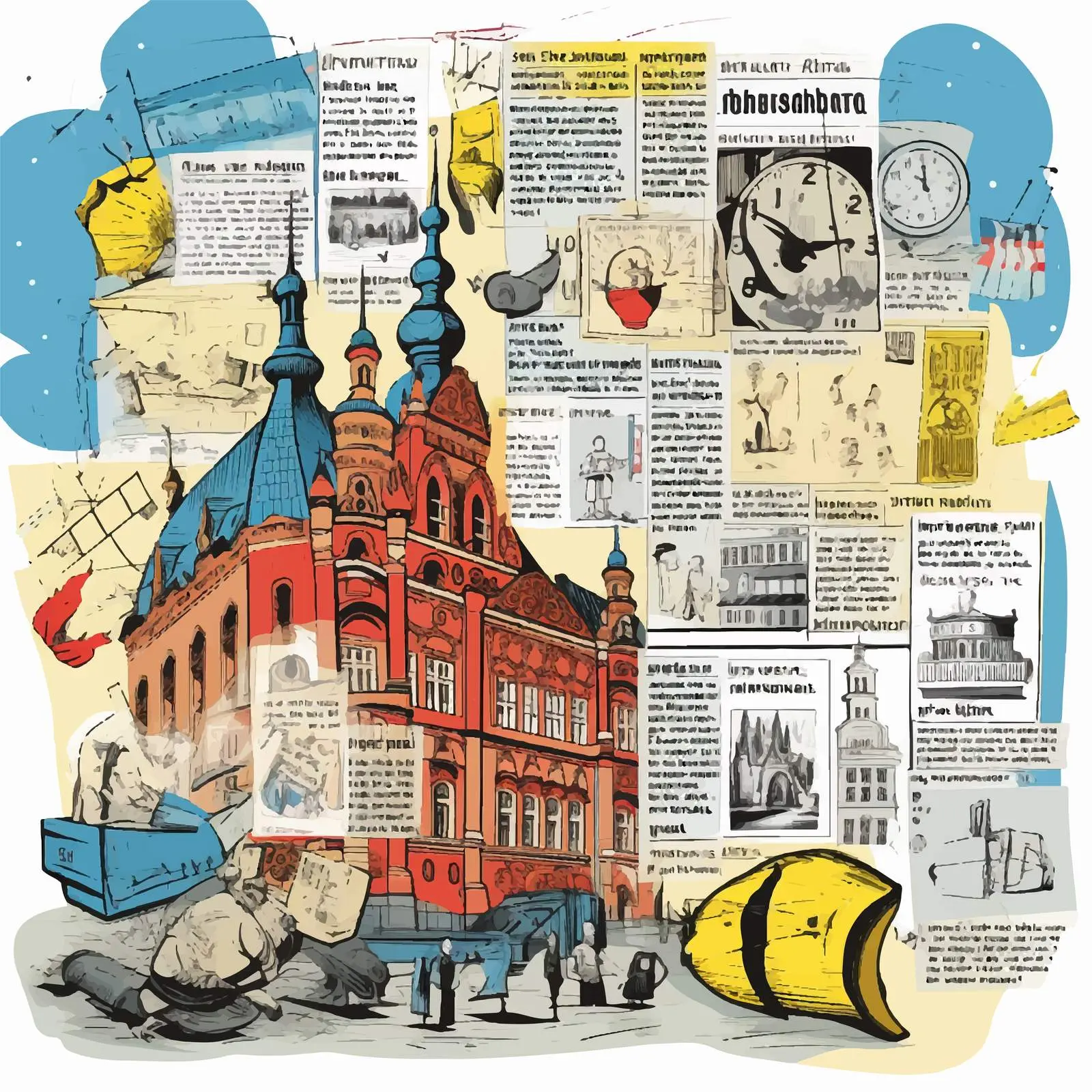 Historical Newspaper Collage on Political Economy – free artifacts image from Dotvec