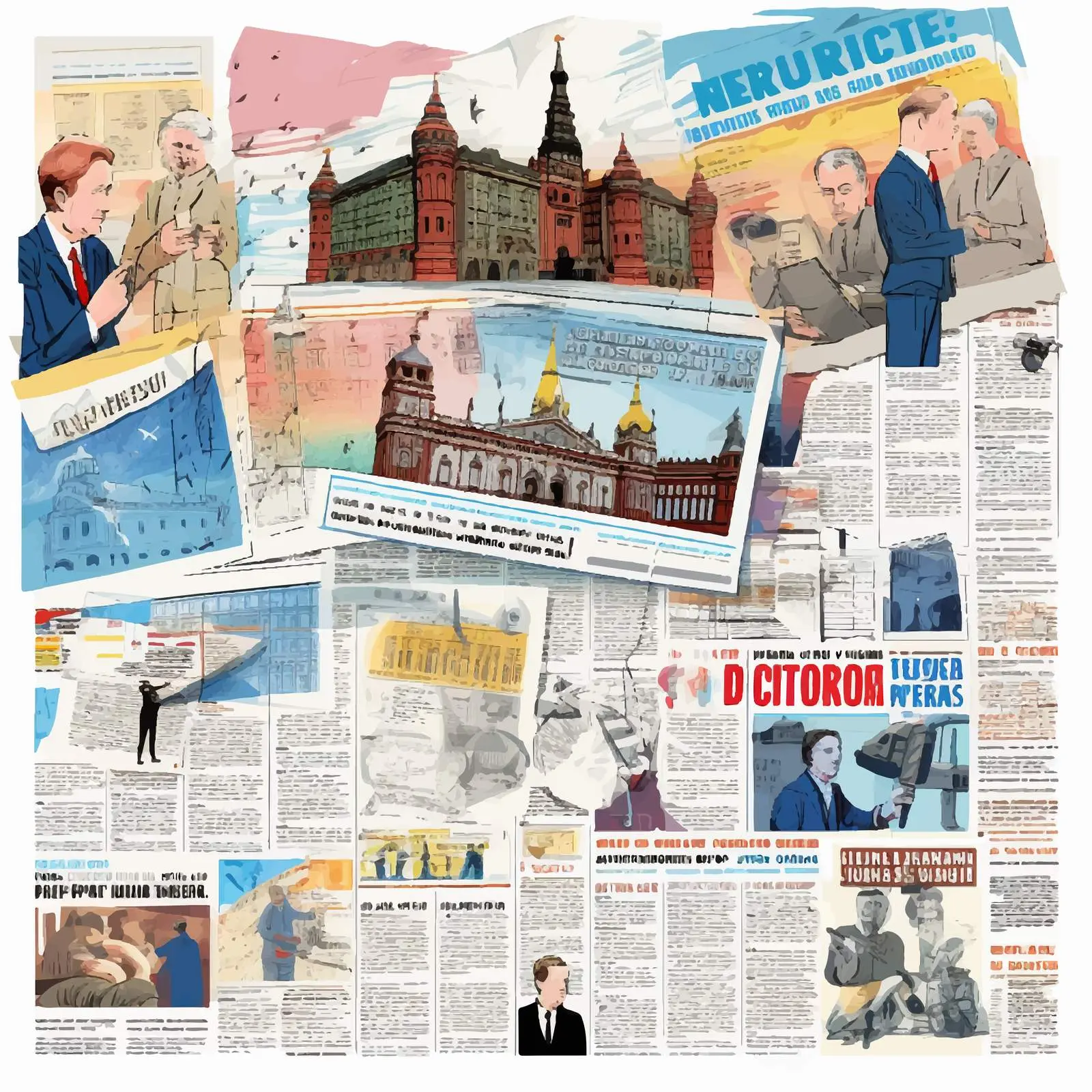 Political Economy Newspaper Collage Art – free course image from Dotvec