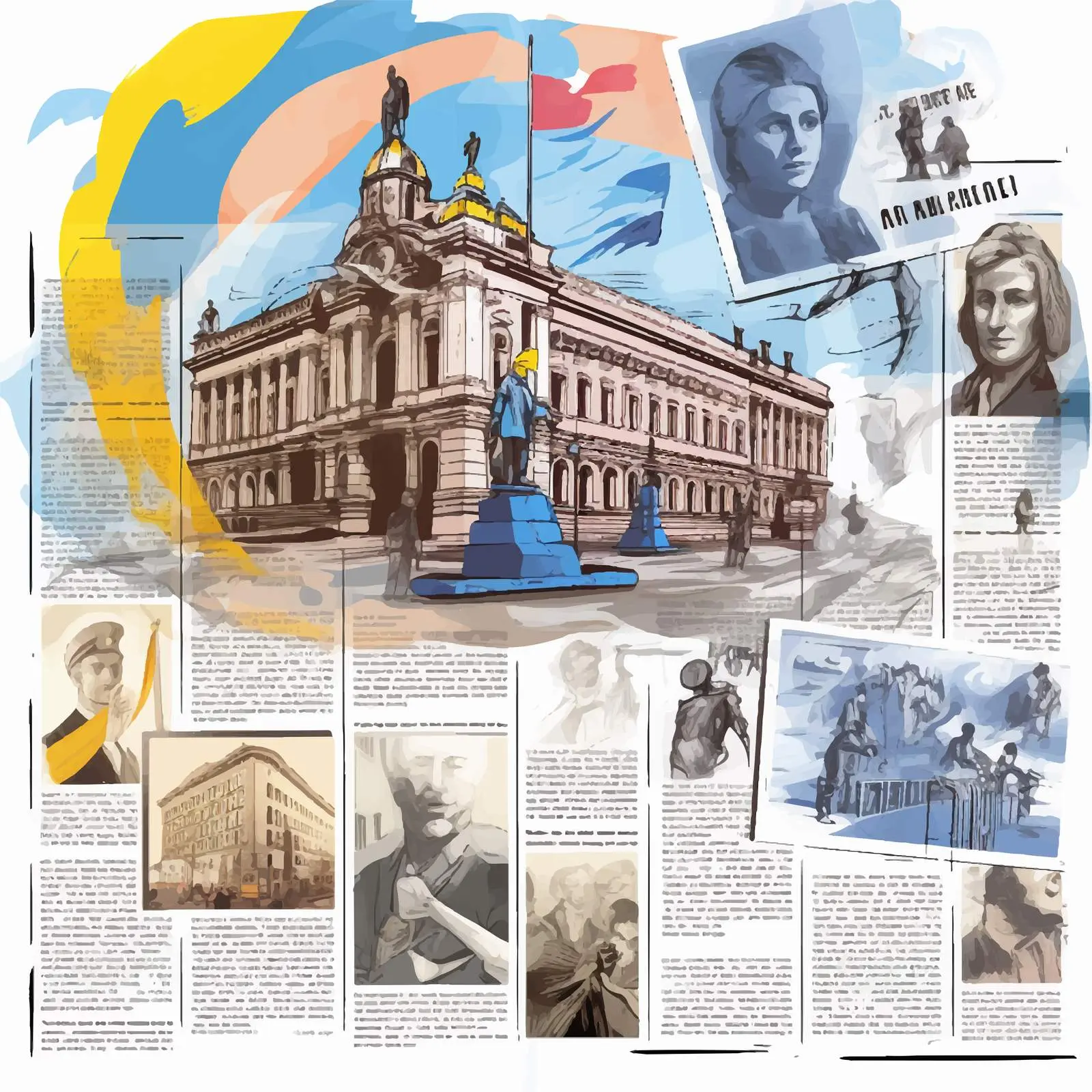 Historical Newspaper Collage on Political Economy – free course image from Dotvec