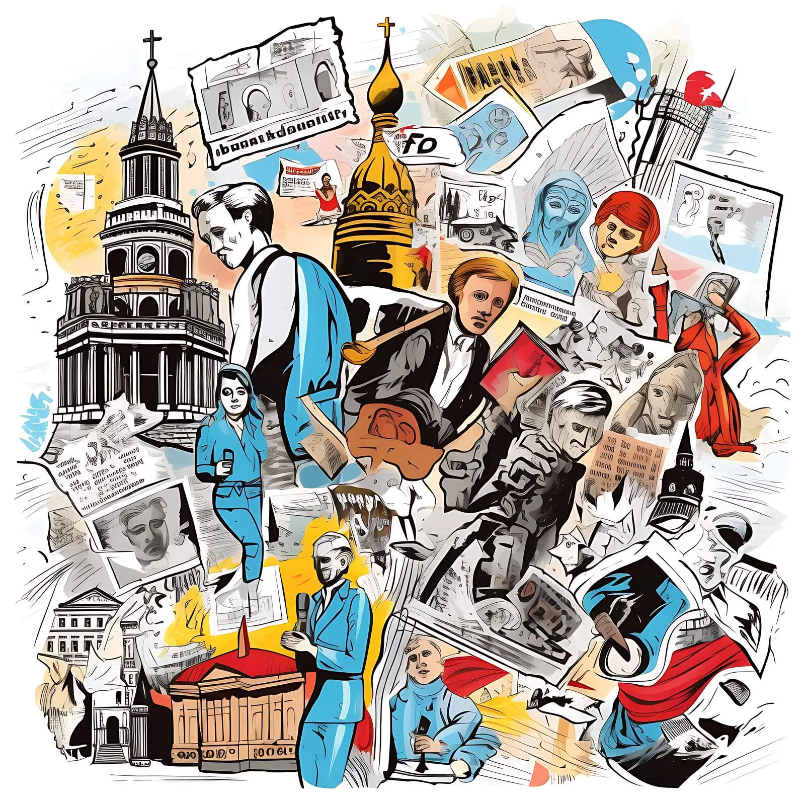 Historical Collage of Political Economy Newspaper Clips – free artifacts image from Dotvec